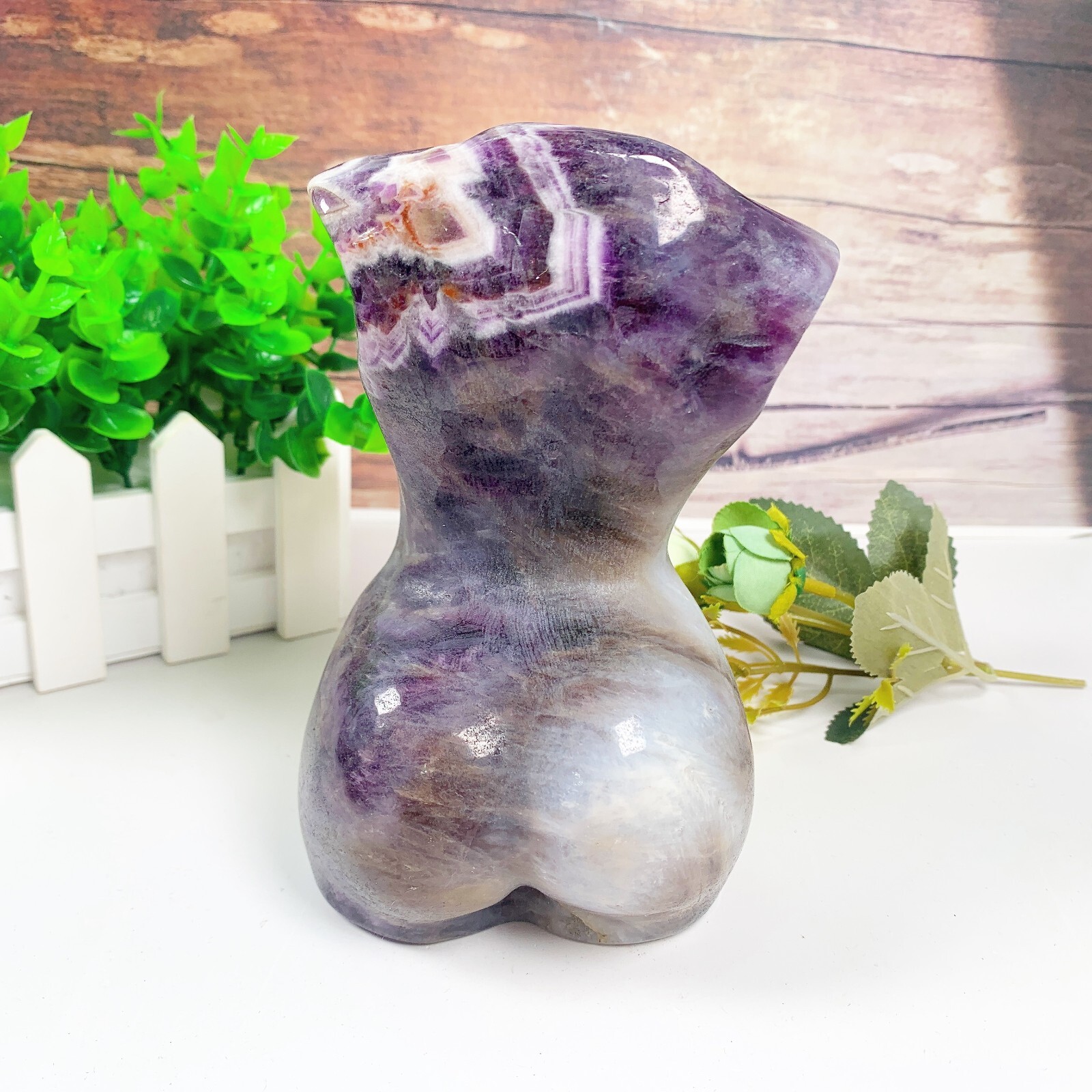 1pc Natural amethyst goddess Crystal woman body carving Home decoration