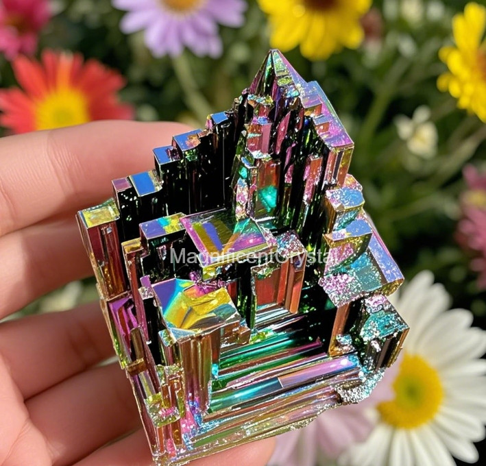 2025HOT Aura Bismuth Gemstone Stone Quartz Crystal Home Decor Healing Reiki Gift