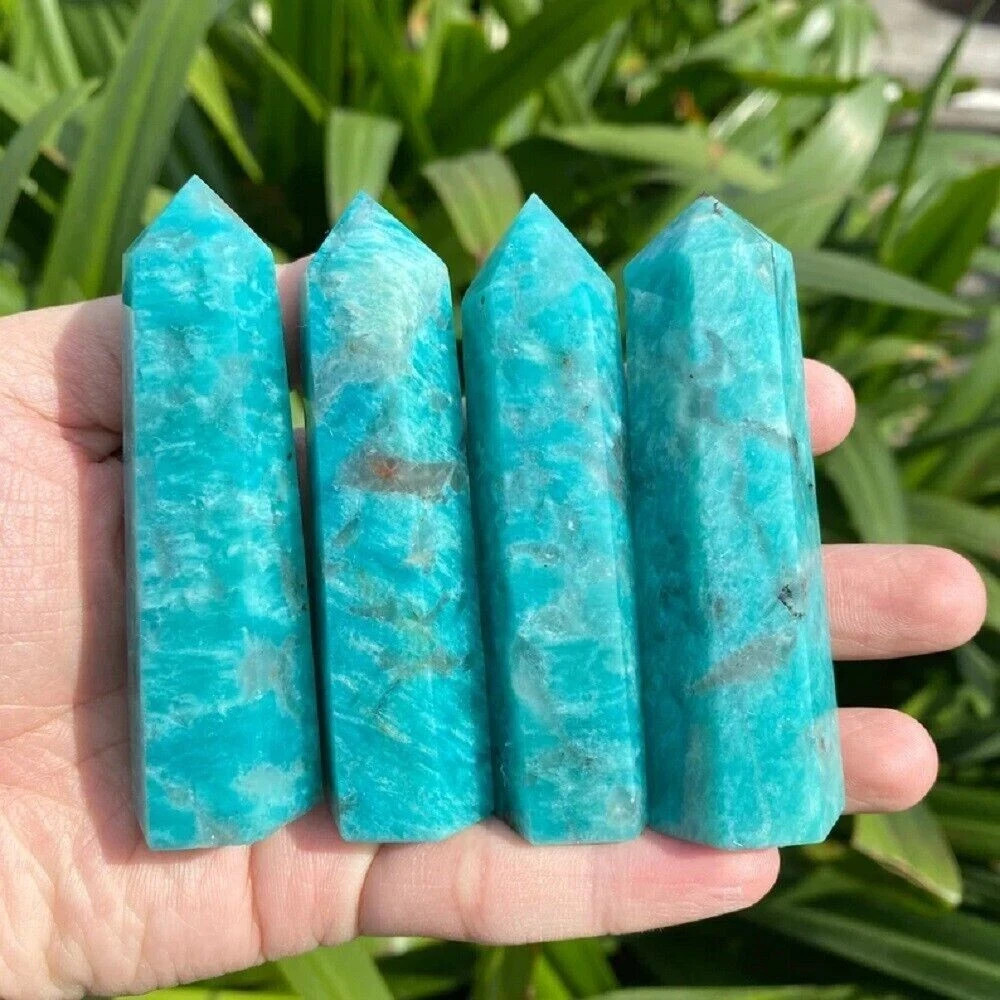 Natural Amazonite Gemstone Crystal Tower Obelisk Reiki Healing Home Decor Gift