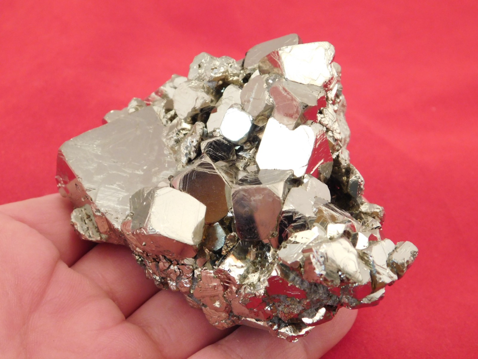 Big! Nice and 100% Natural PYRITE Crystal CUBE Cluster Peru 557gr
