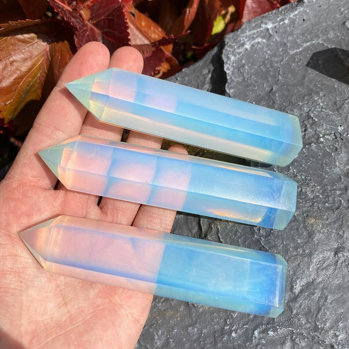 Wholesale Lot 1 Lb Blue Opalite Stone Obelisk Tower Crystal Wand Energy