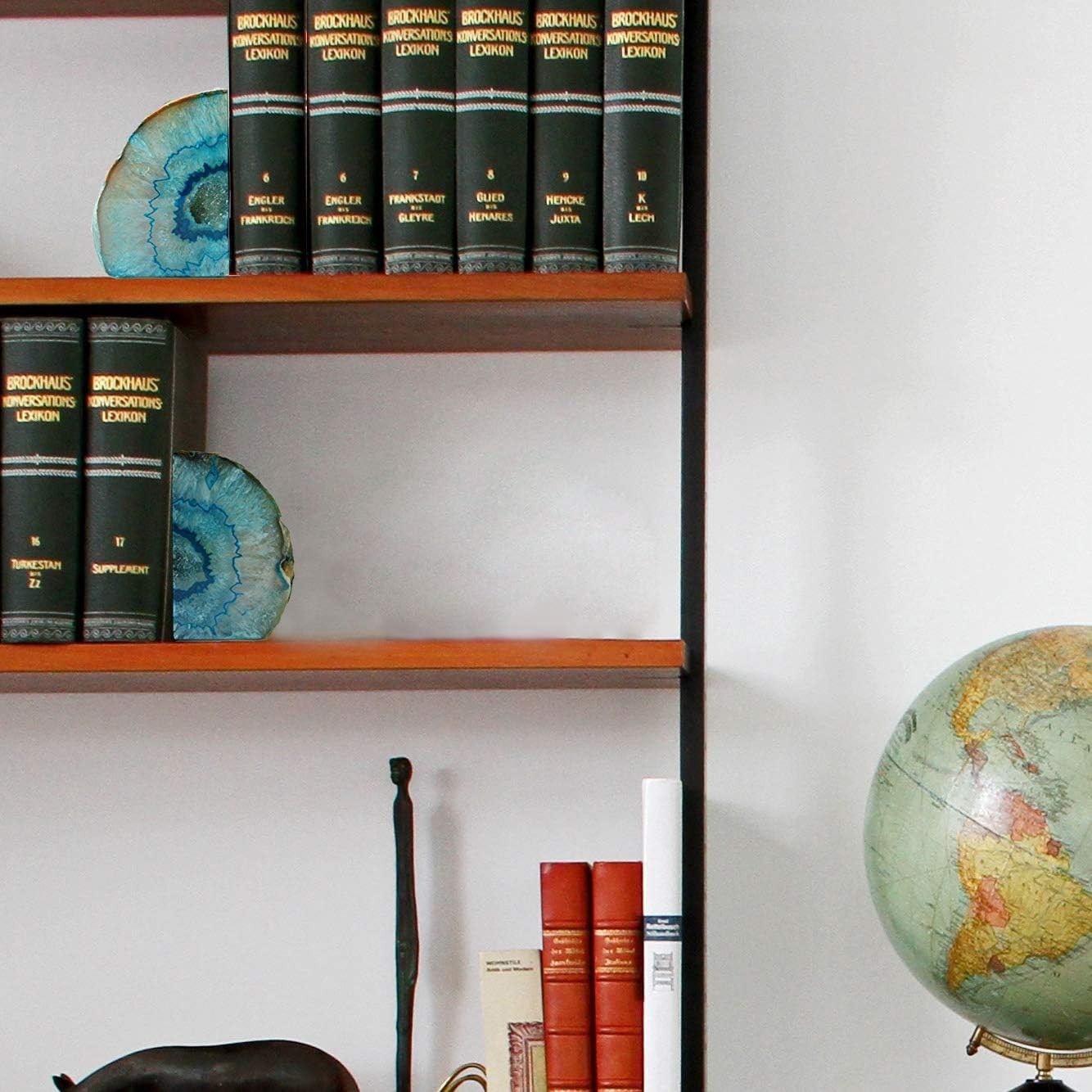 Elegant Teal Agate Bookends for Heavy Books – Lightweight Yet Sturdy Design