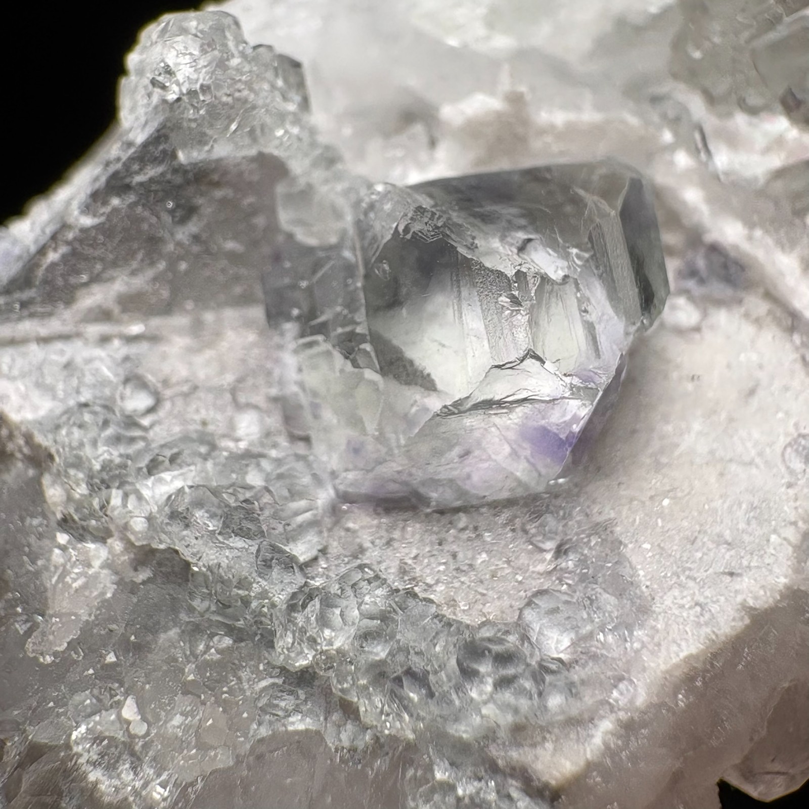 Natural Water-Clear Fluorite w/ Quartz Rare Specimen Raw Mineral w/ Acrylic Base