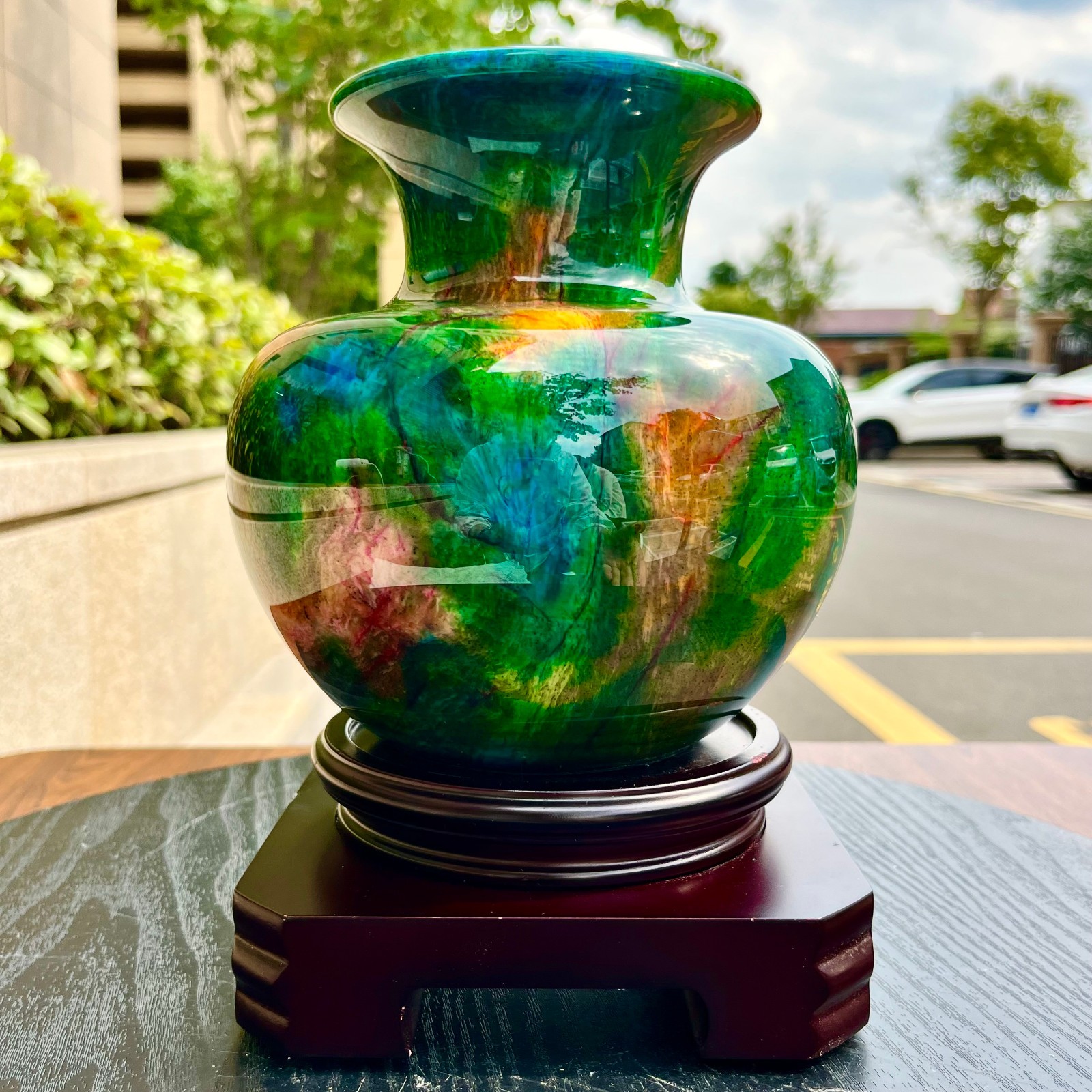 3.78LB Natural “Seven Colors Jade” vase specimen -Taiwan China