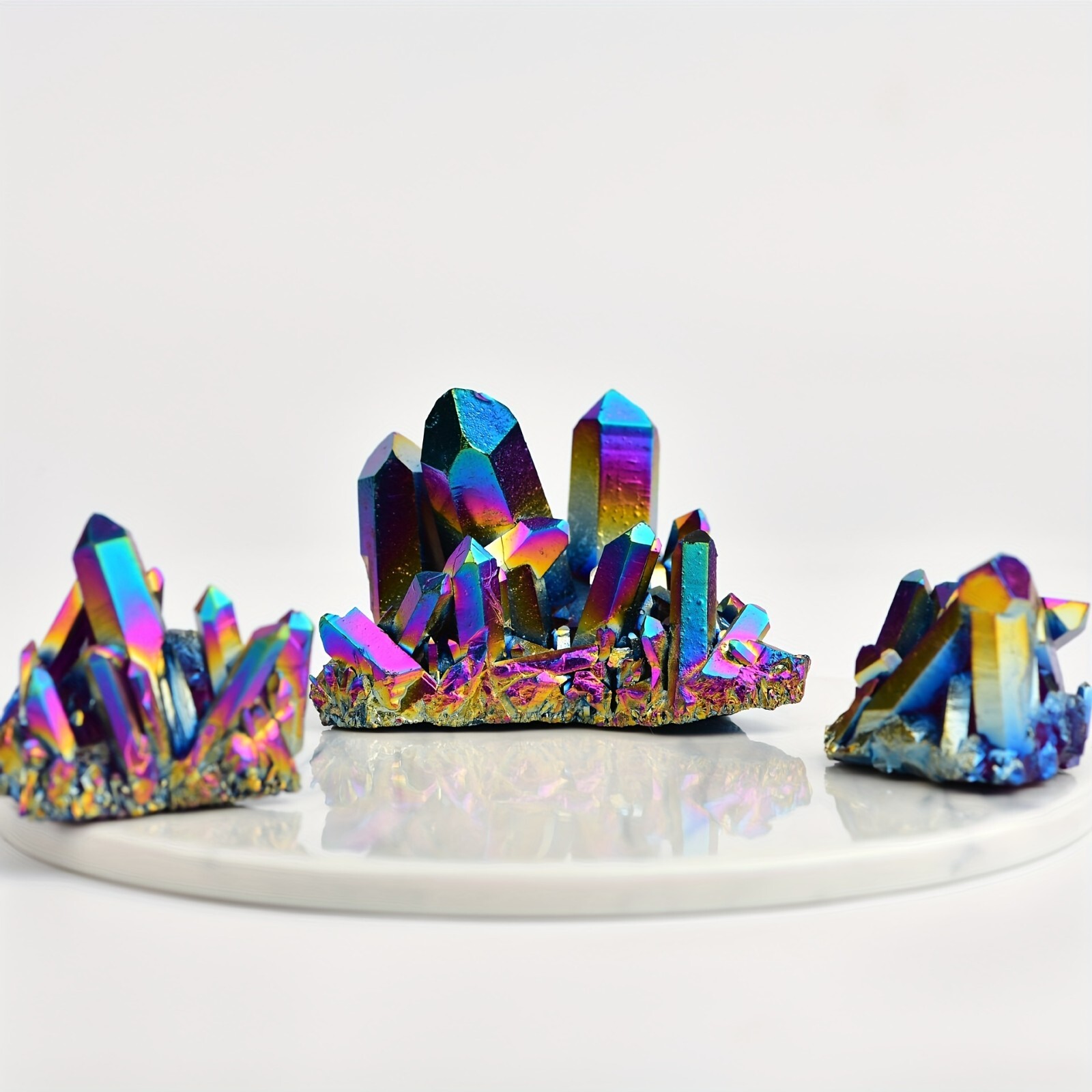 Titanium Quartz Crystal Rainbow Titanium Cluster Mineral Specimen Decoration
