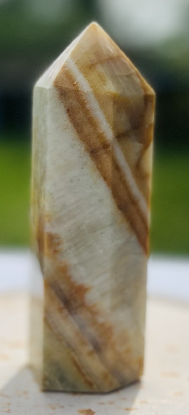 6 in. Orange Banded Calcite Tower