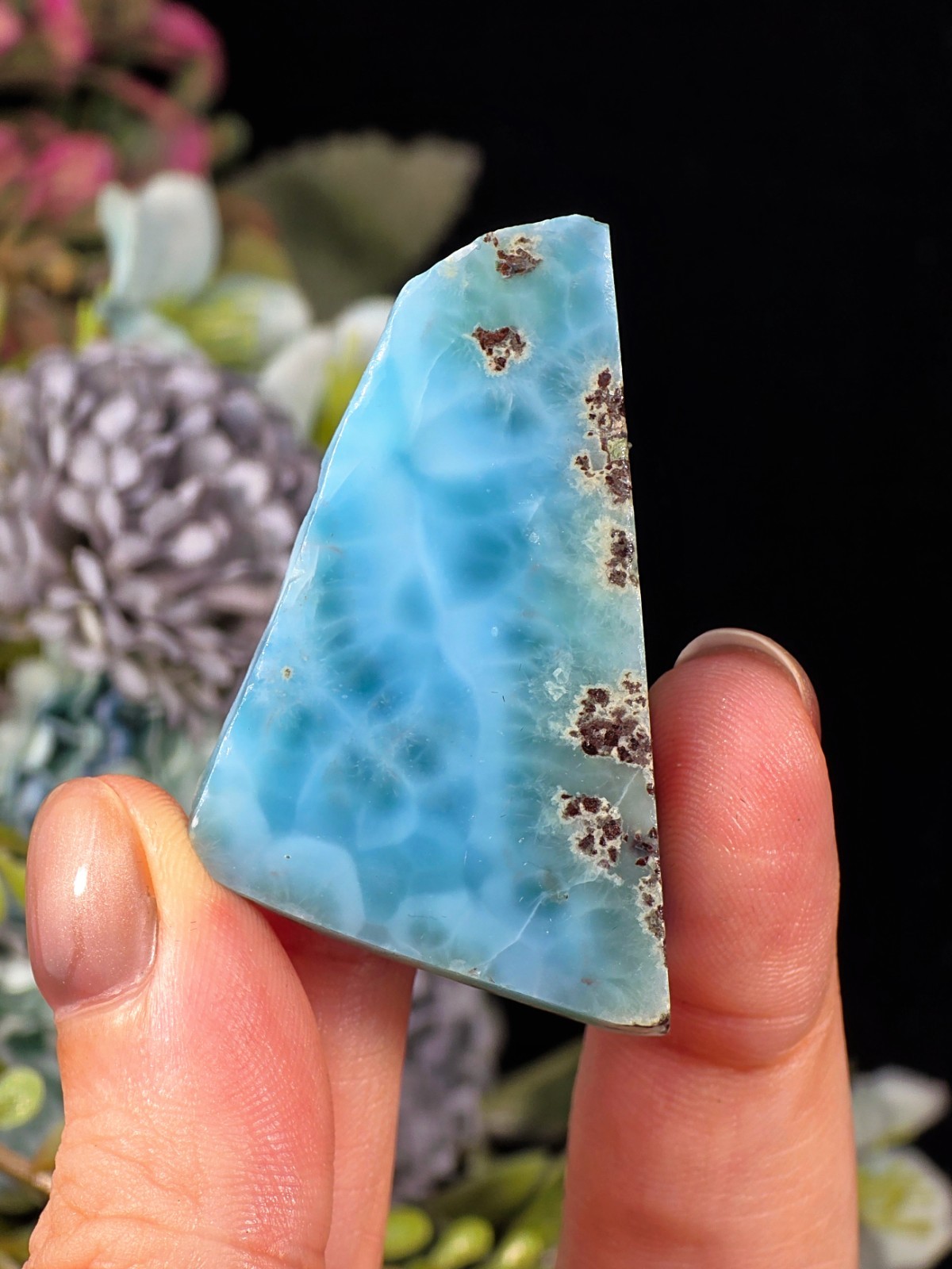 58G AAA LARIMAR SLAB LOT 3PCS – DOMINICAN REPUBLIC AQUAMARINE CRYSTAL AUTHENTIC