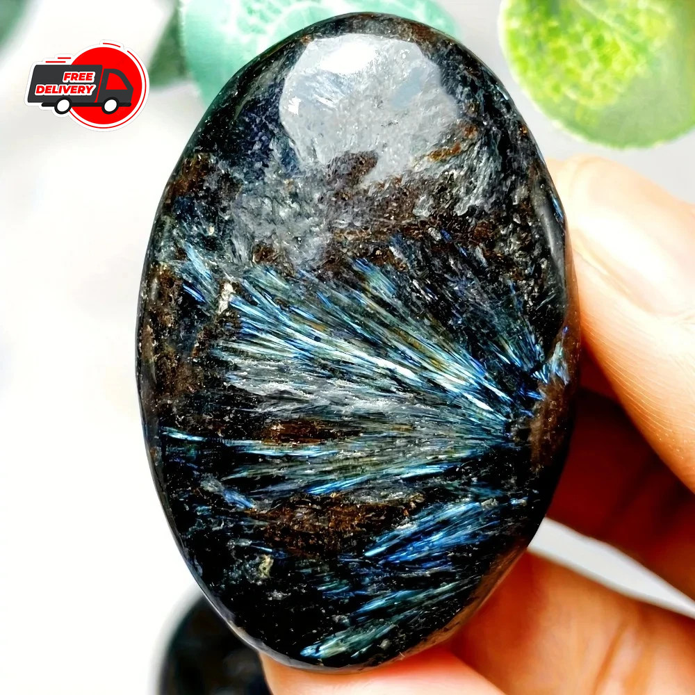 Natural Arfvedsonite Palmstone Worry Stone Healing Crystal Meditation Reiki Gift