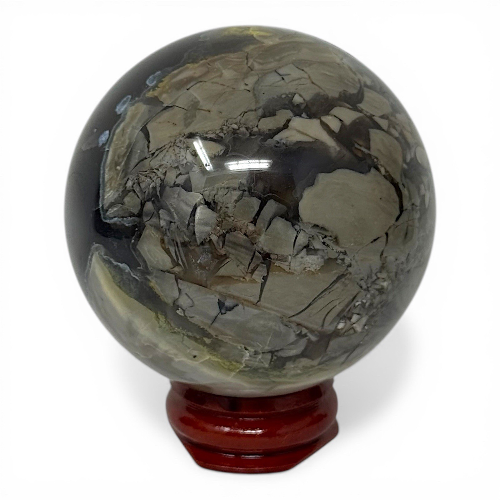 300g Volcano Agate Stone Sphere Crystal Ball Natural UV Reactive Gemstone