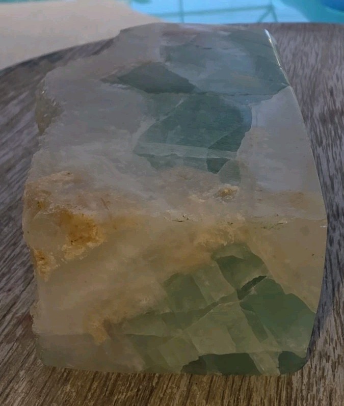 Natural Green Fluorite Tower 2lbs 6oz 6 1/2 In cut slab