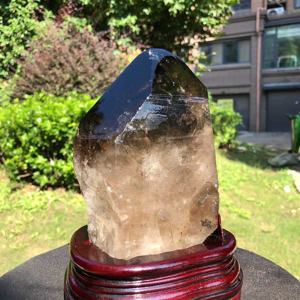 6.29LB Natural Dark tea quartz Crystal Specimen Reiki Mineral Add bracket 2526
