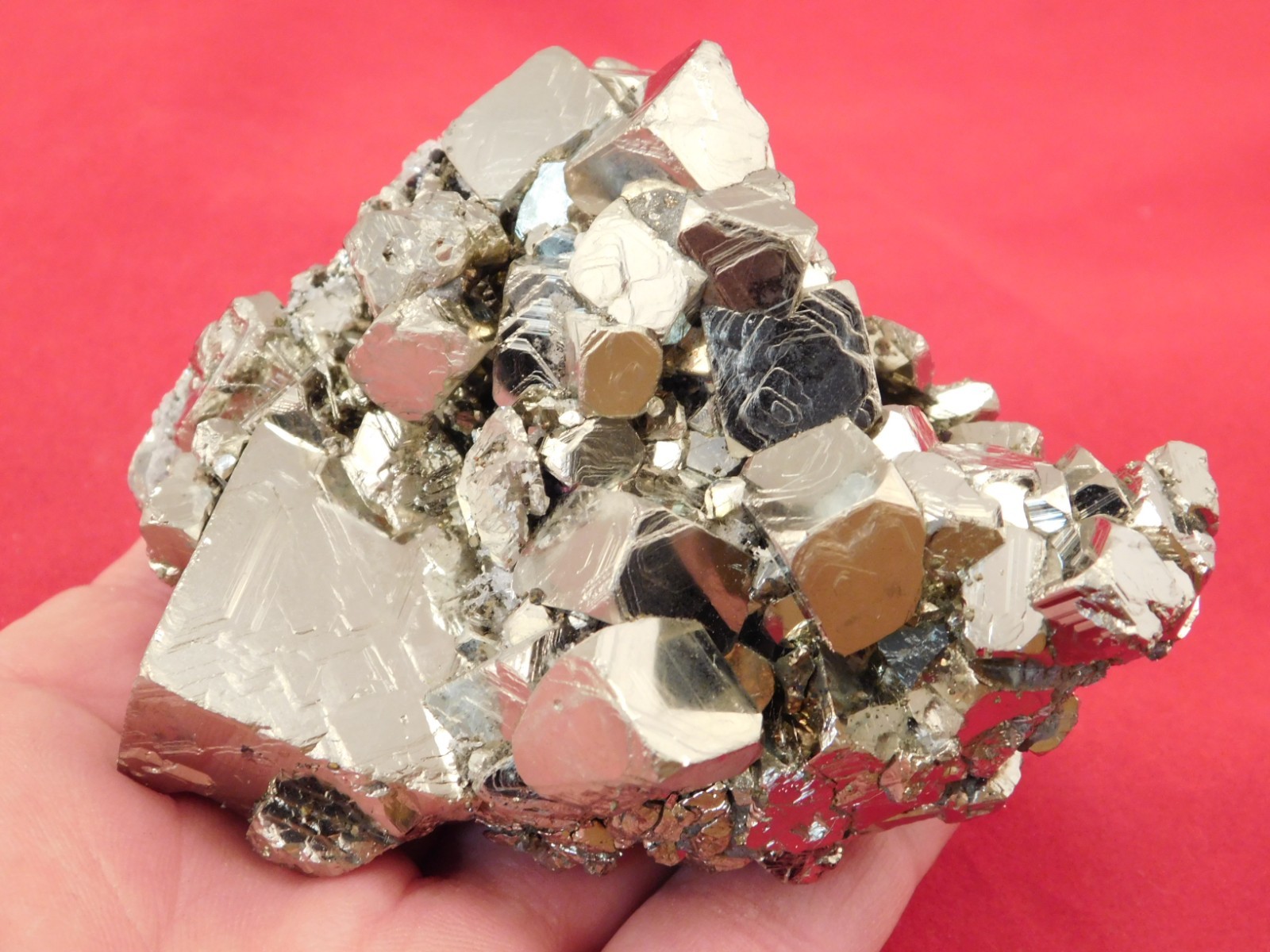 Big! Nice and 100% Natural PYRITE Crystal CUBE Cluster Peru 557gr