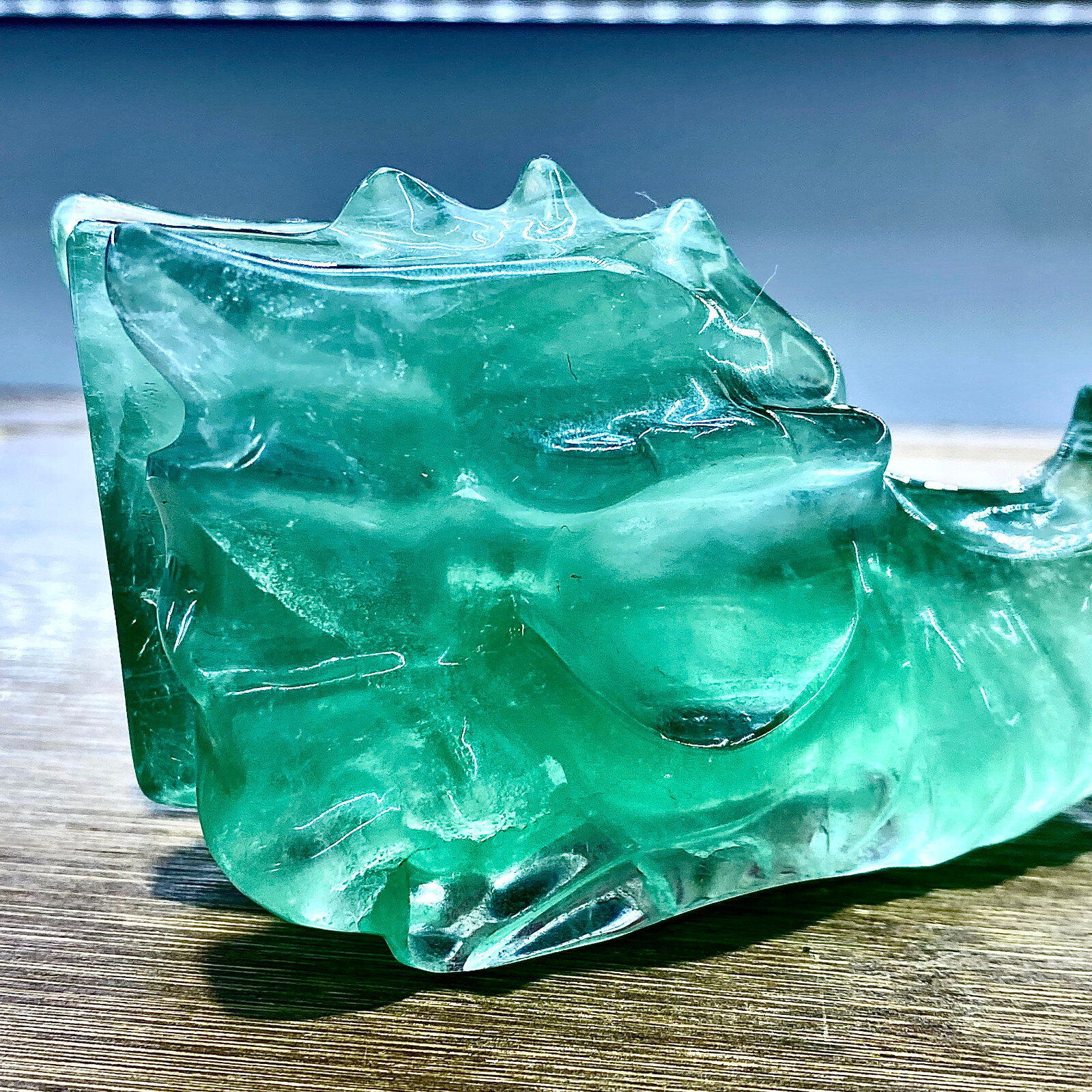 355G Natural fluorite quartz products, hand carved and polished spiritual orname