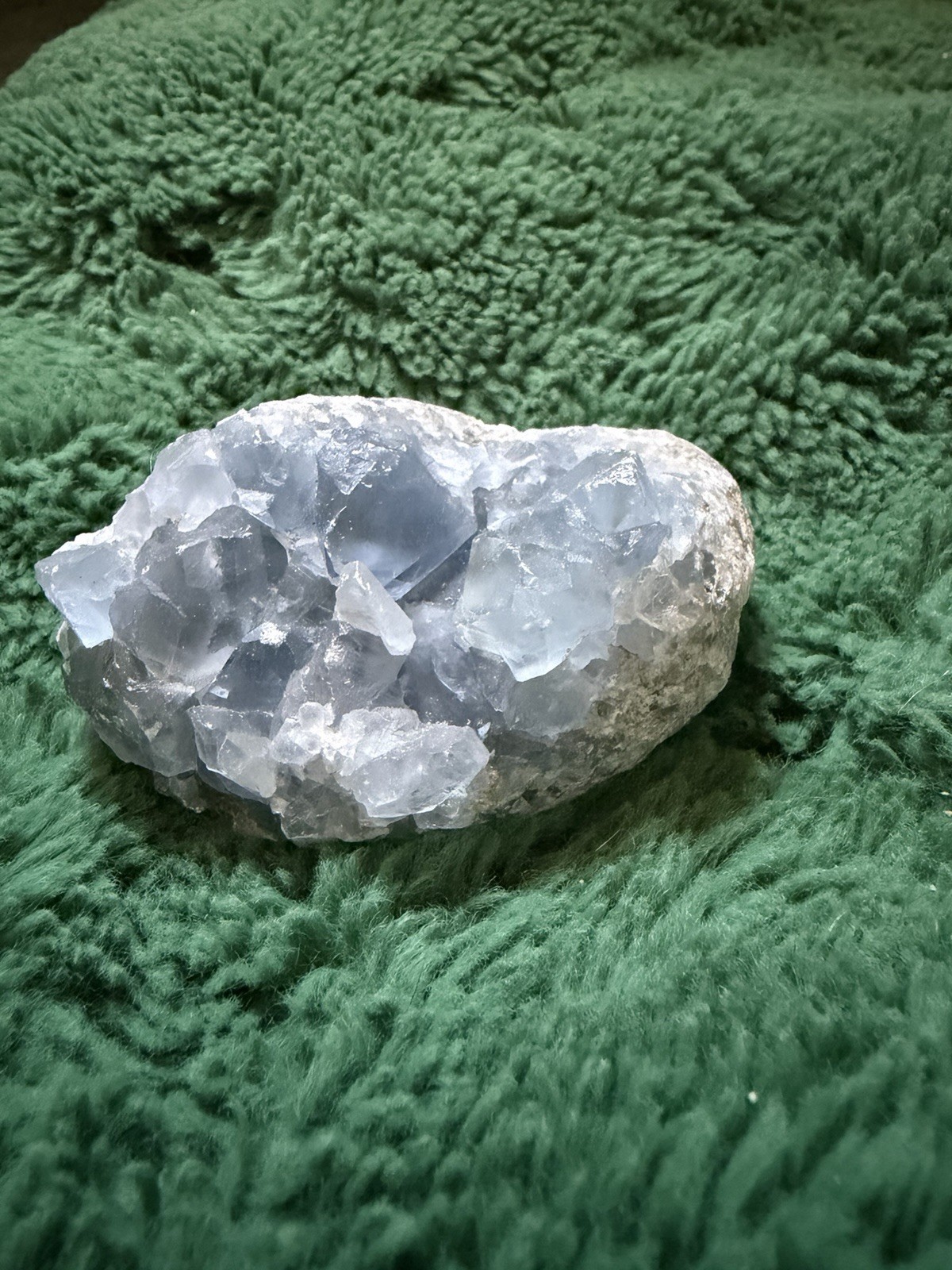 Natural Blue Crystal Geode Mineral Specimen 3” Hand Collected Utah Desert