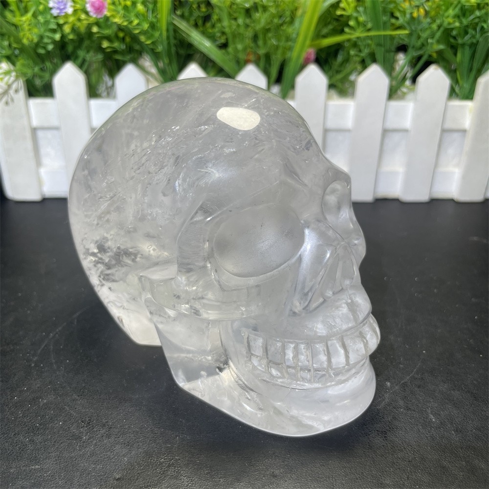 2.5LB 4.5″ A++ Natural Clear Quartz Skull Carving Crystal Healing Carved Decor