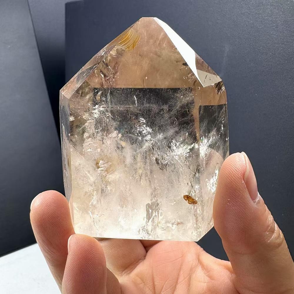 290g Natural Rainbow Smoky Quartz Obelisk Crystal Mineral Reiki Decor