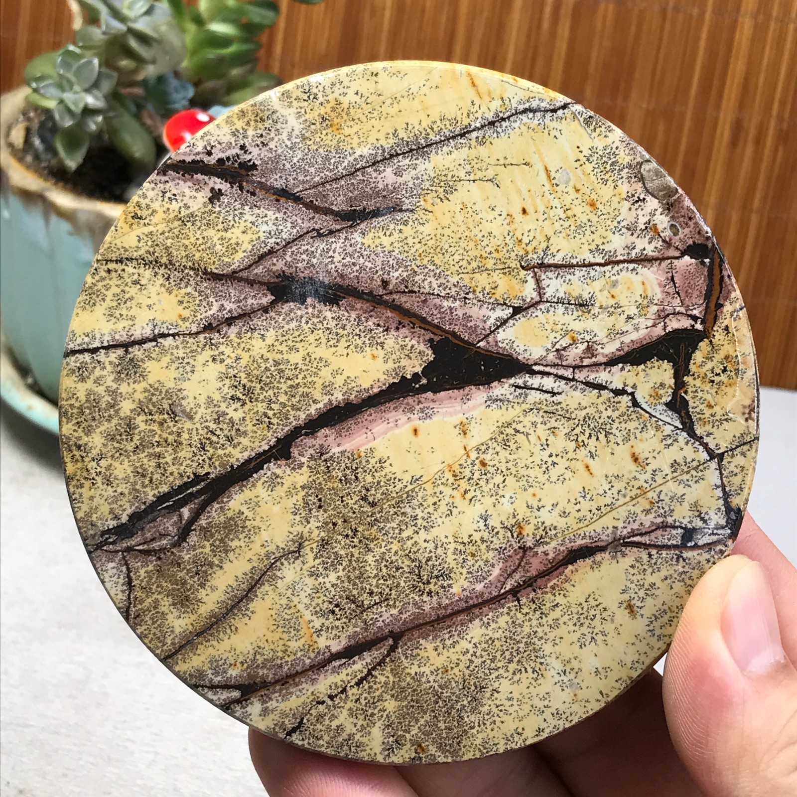 99mm Natural Chinese painting stone crystal ornaments for home decoration A6405