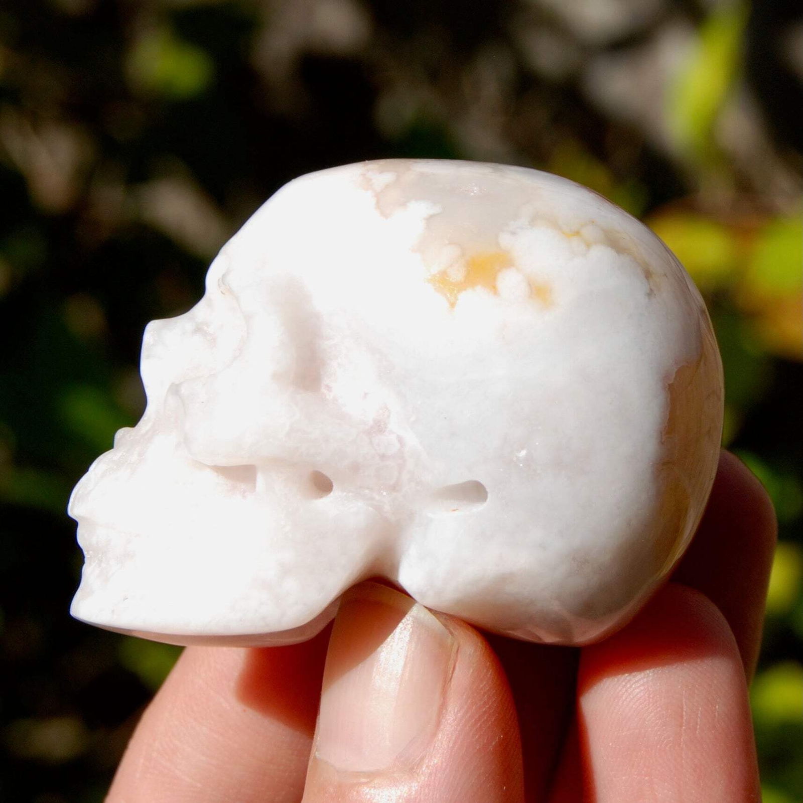 2in Sakura Flower Agate Carved Crystal Skull
