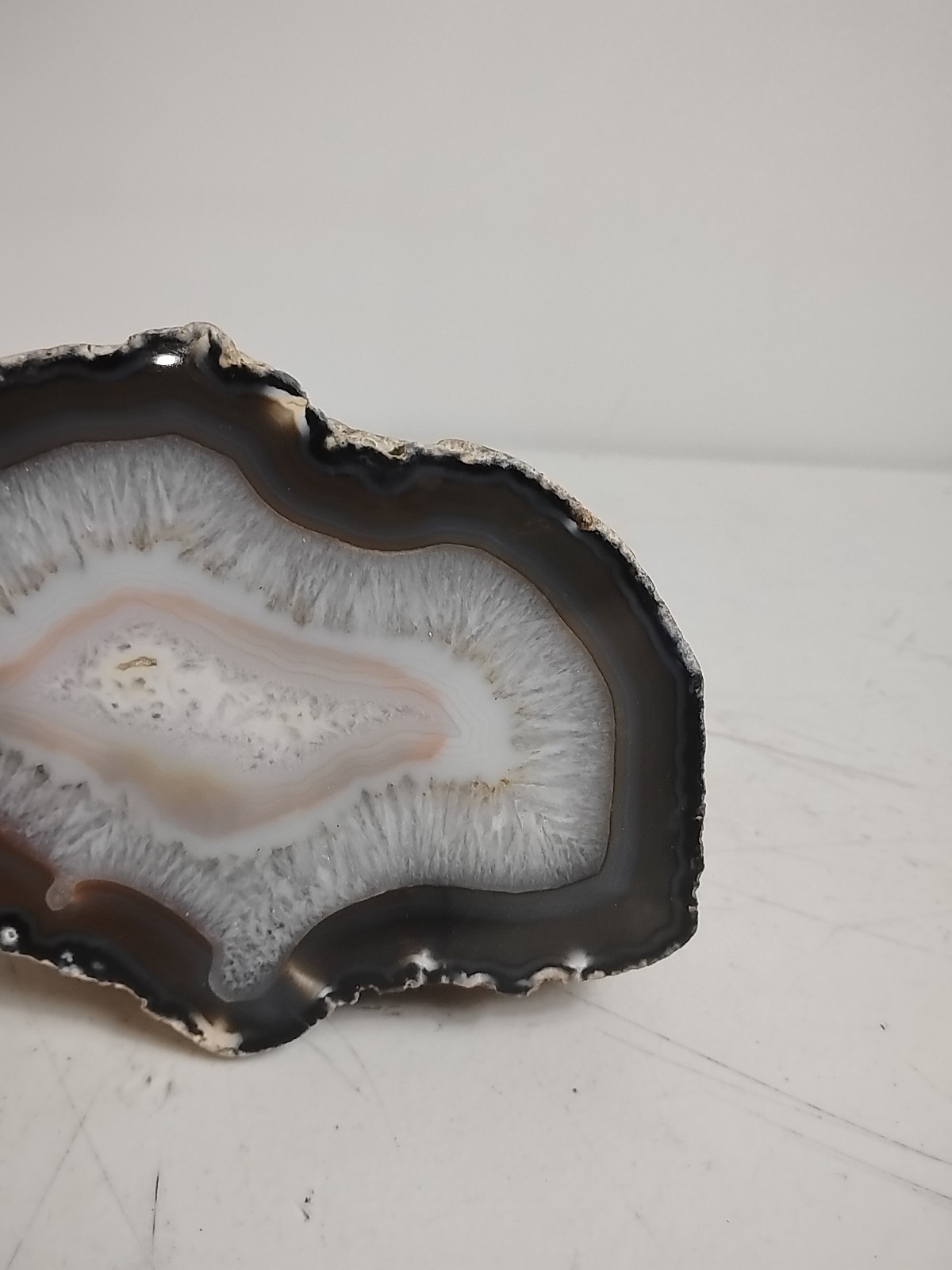 Geode Half Cut and Polished Origin Unknown White/Brown/Dark Brown – SEE PICS!!!