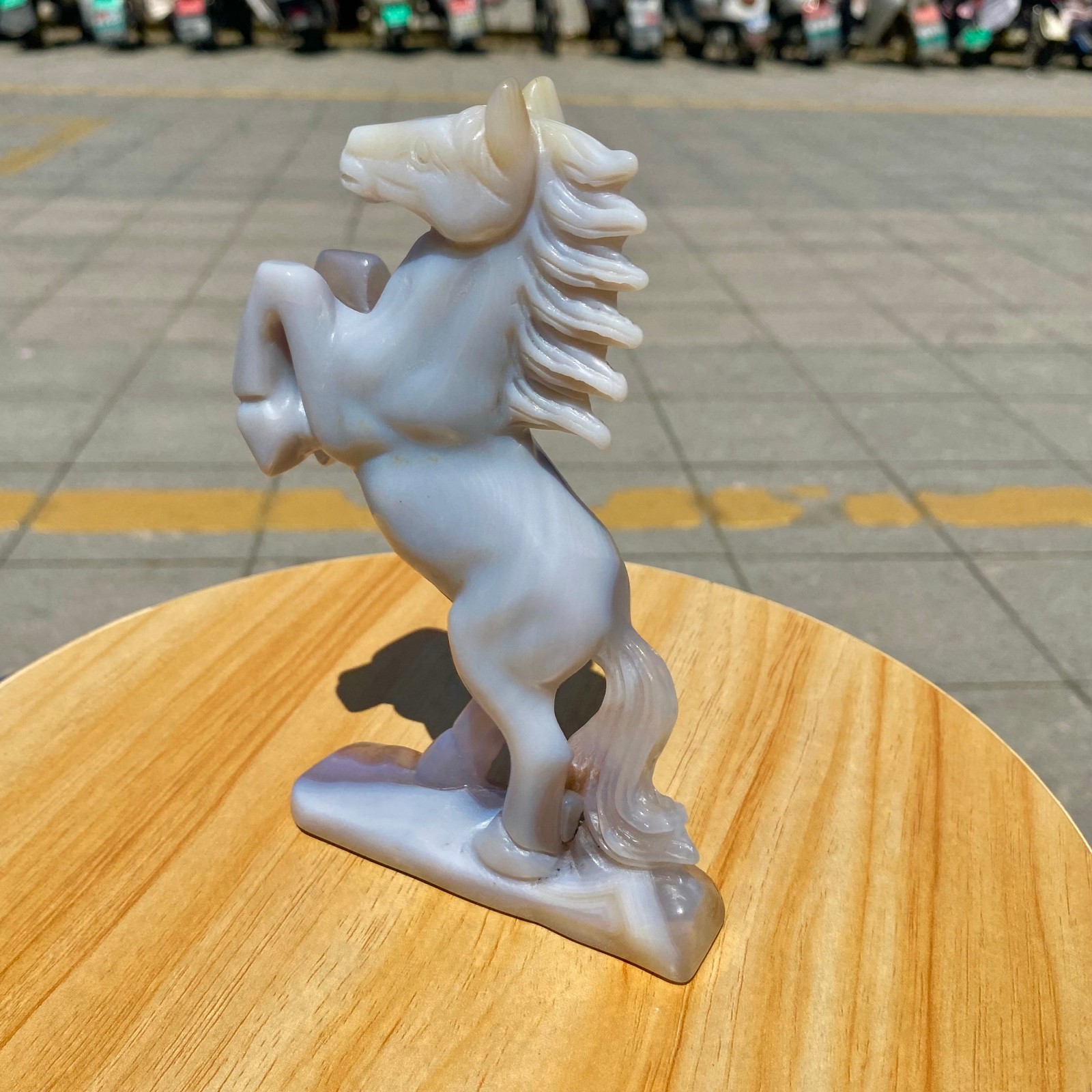 300G Natural Agate Carved Horse Figurine, Exquisite Hand Carved Gemstone Statue