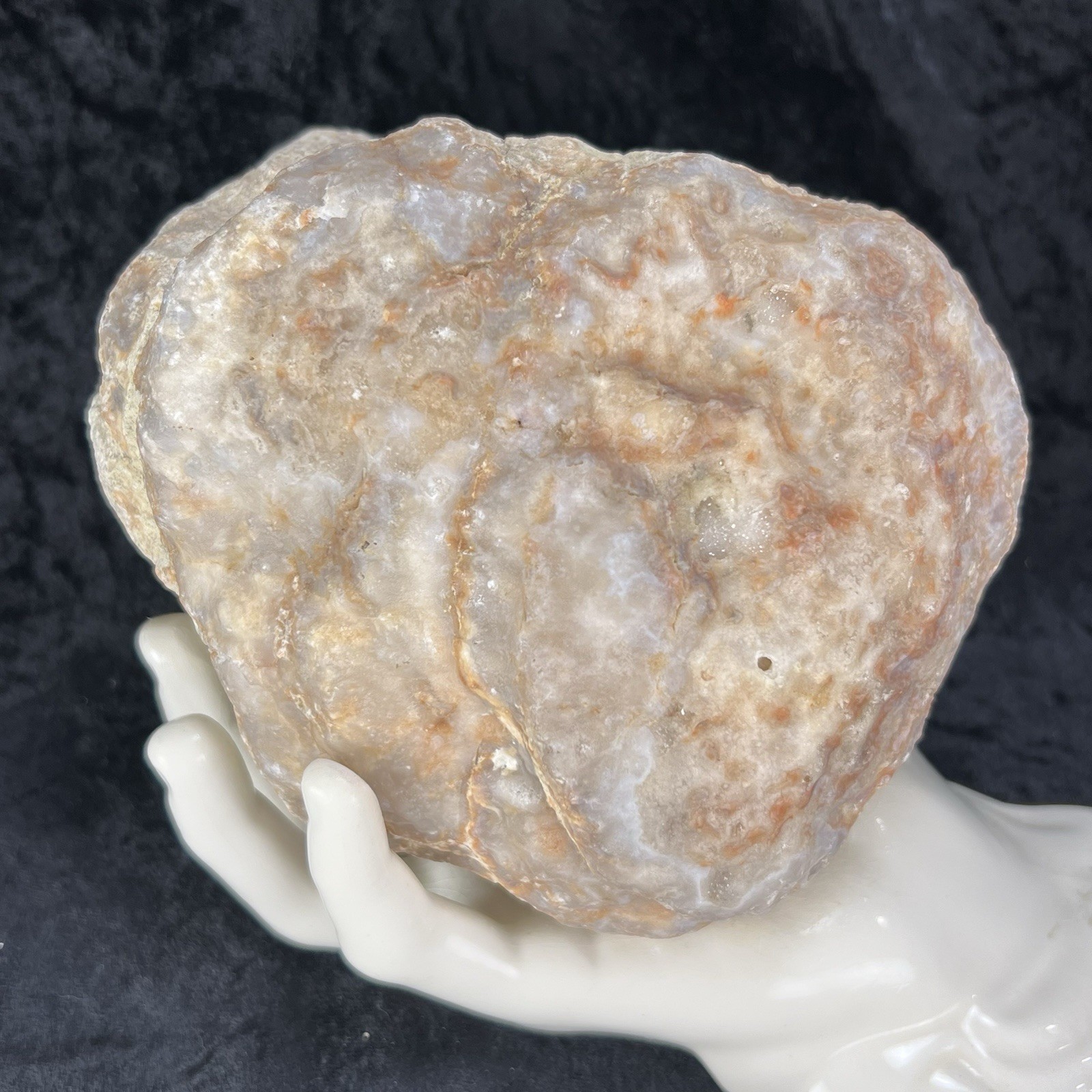 5-3/4” Large Unopened Geode Agate Uncut Quartz Crystal Slight Rattler w/Fracture