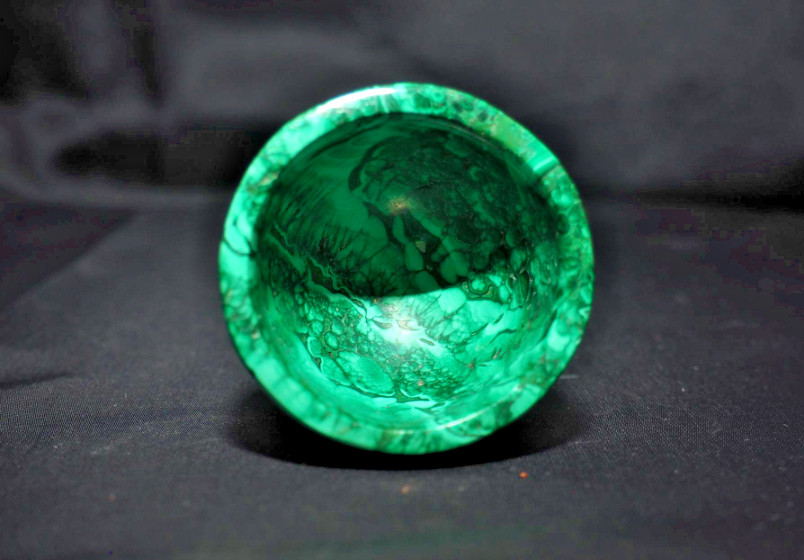 Polished and Carved Malachite Egg Cup