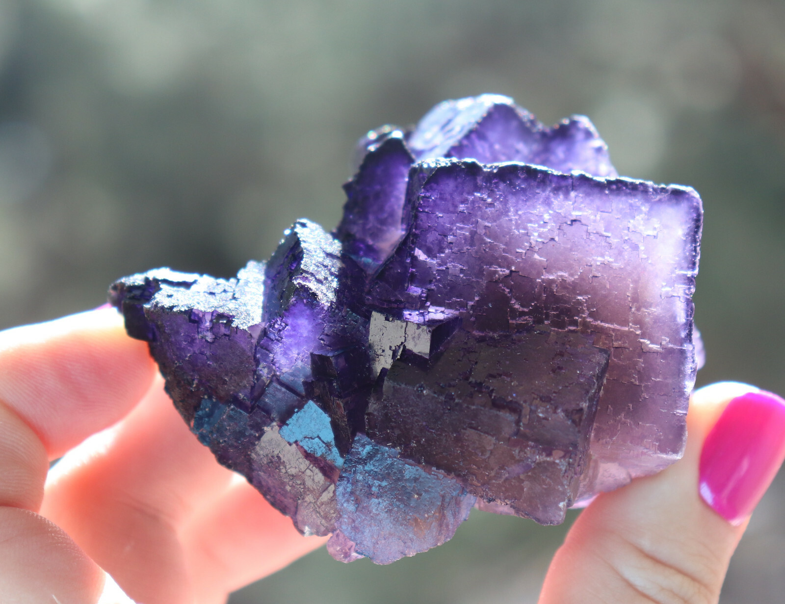 Purple Fluorite Super Brilliance Staircase Formation Mexico 7.0 Cms LQQK