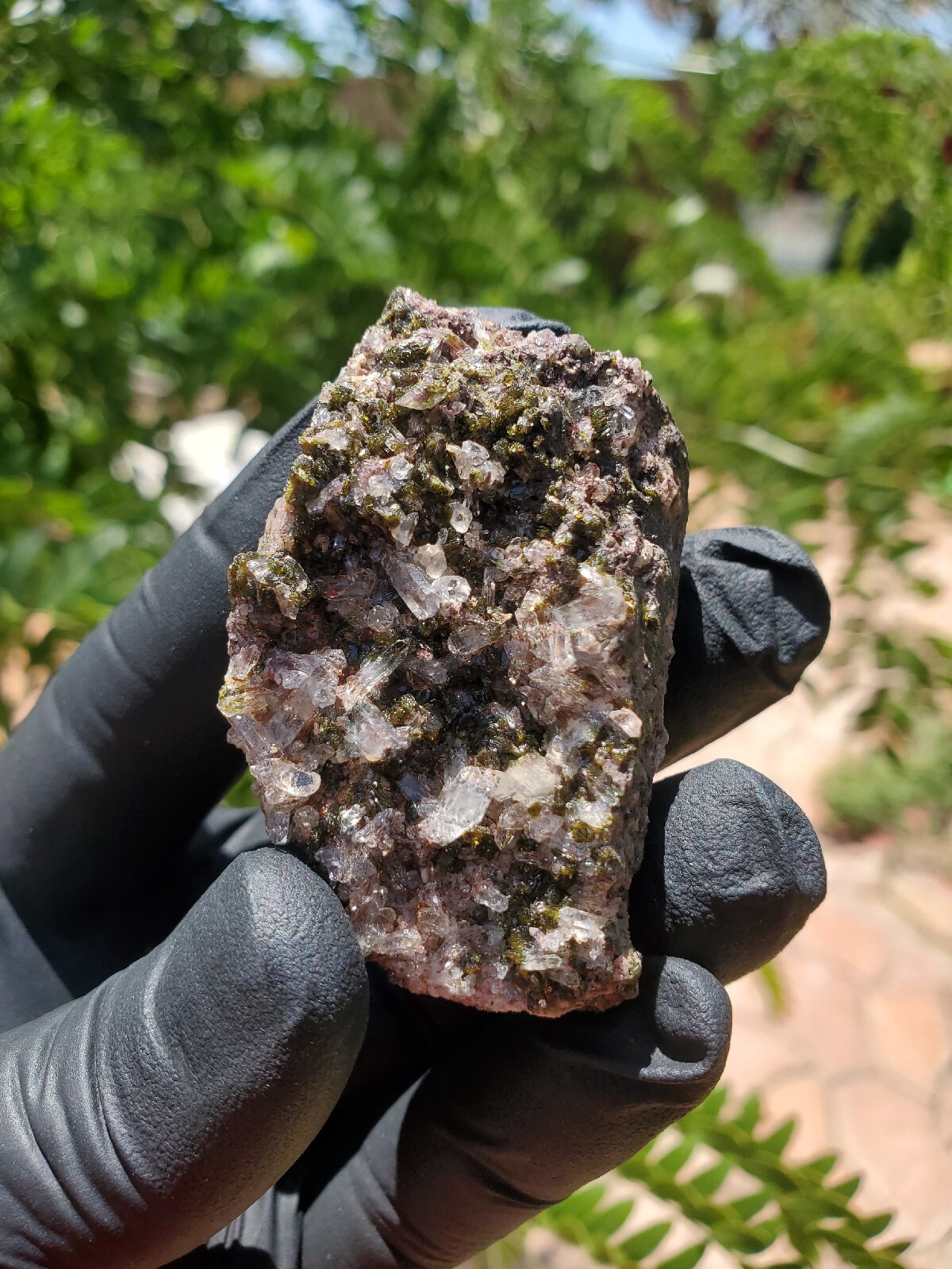 46g Natural Epidote, Super Sparkly Green Epidote with Quartz Specimen B88
