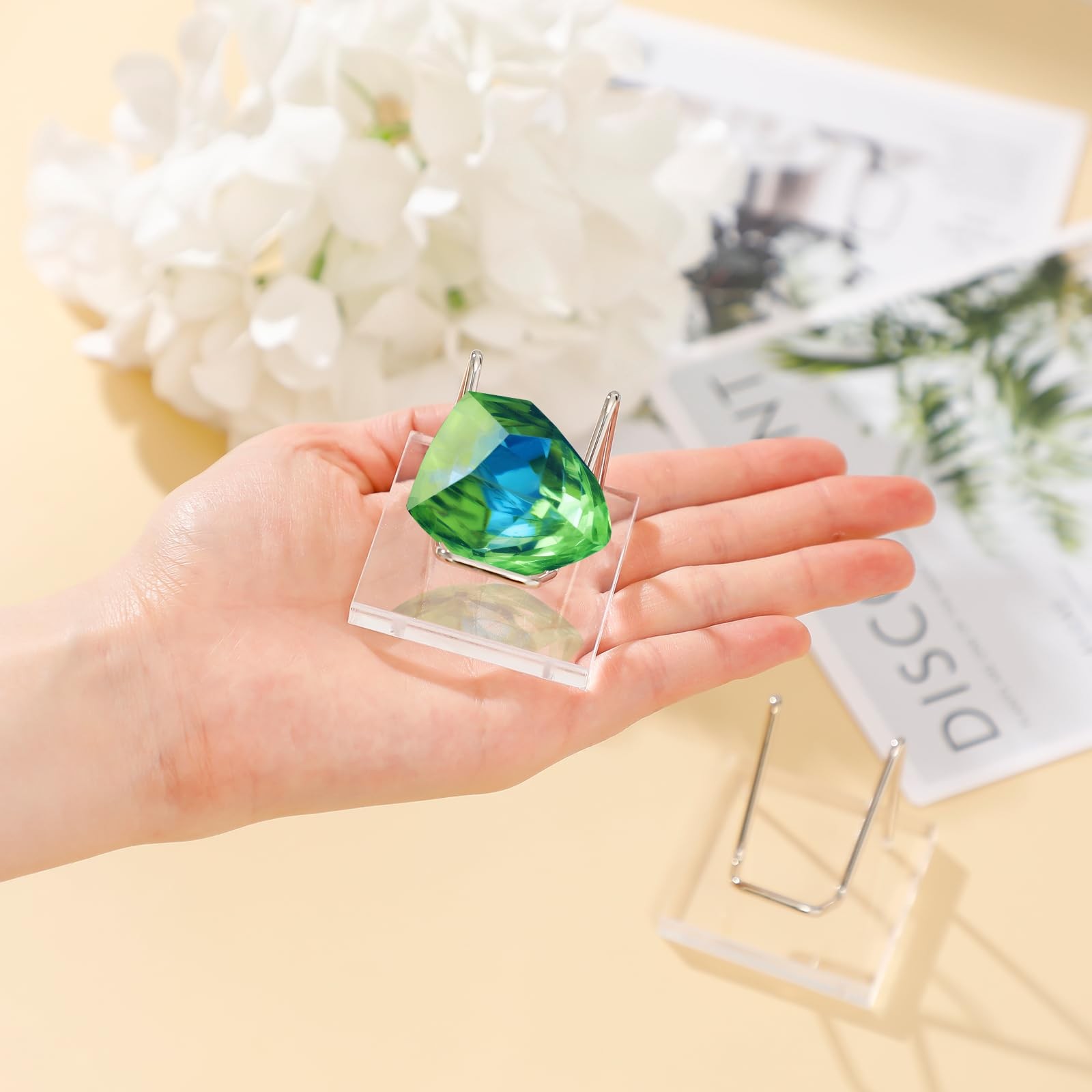 4 Pcs Metal Crystal Display Stand Rock Holder Crystal Display Shelf with Meta…