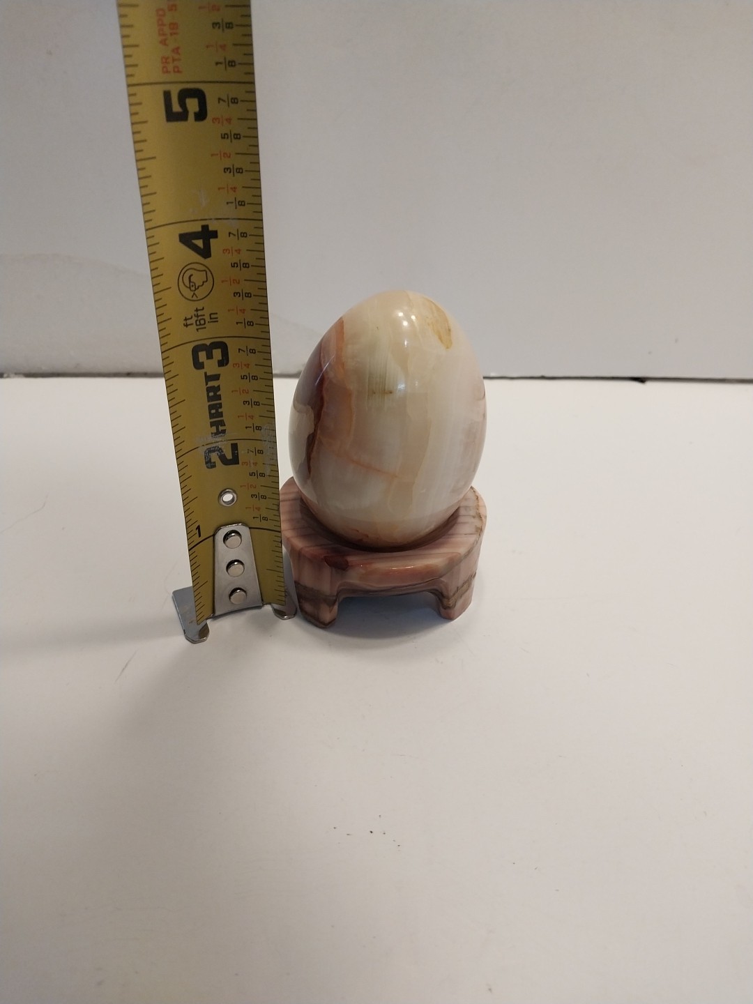 Banded Onix Stone Egg on Matching Footed Stand
