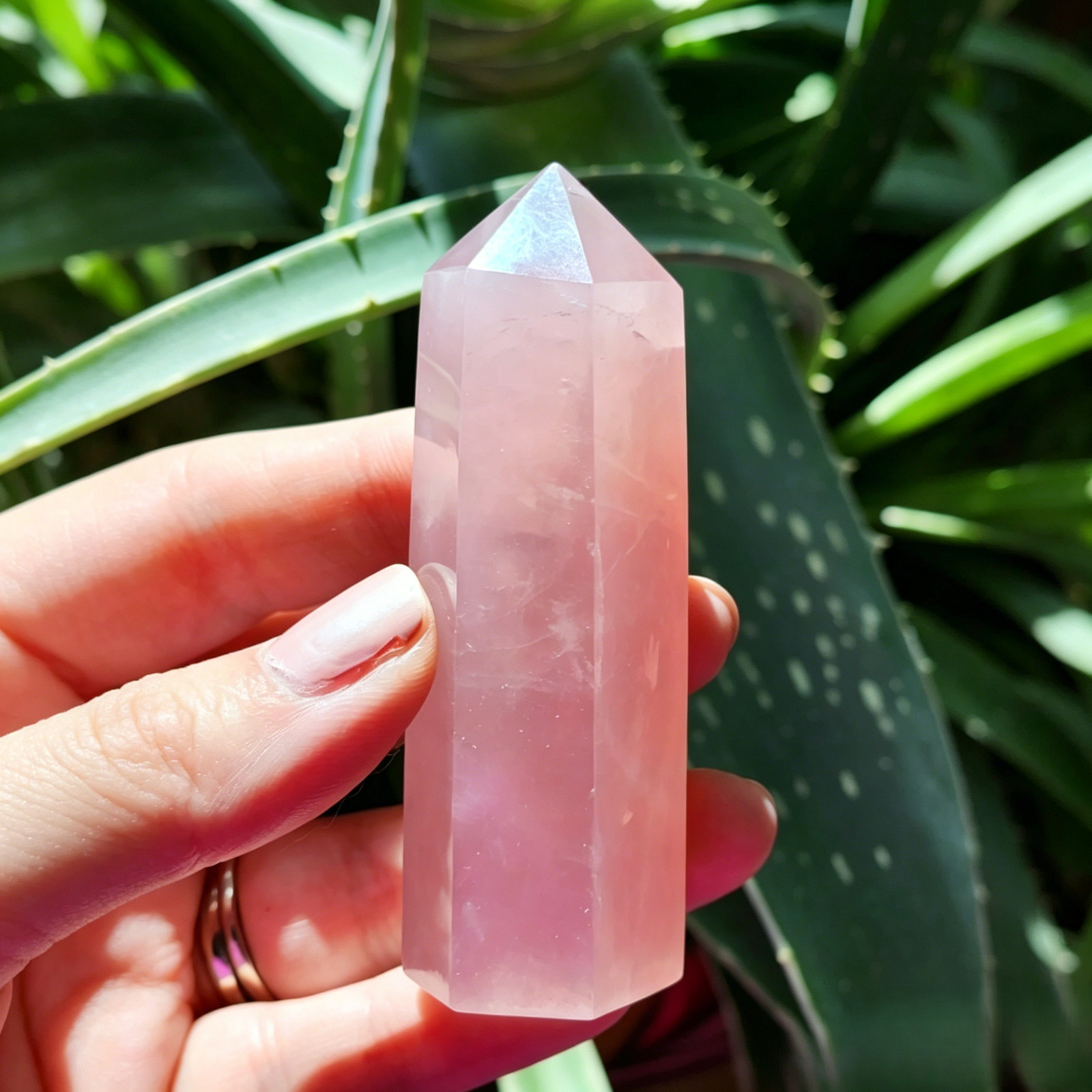 Rose Quartz Generator Tower Natural Pink Crystal Point 3in Meditation Healing