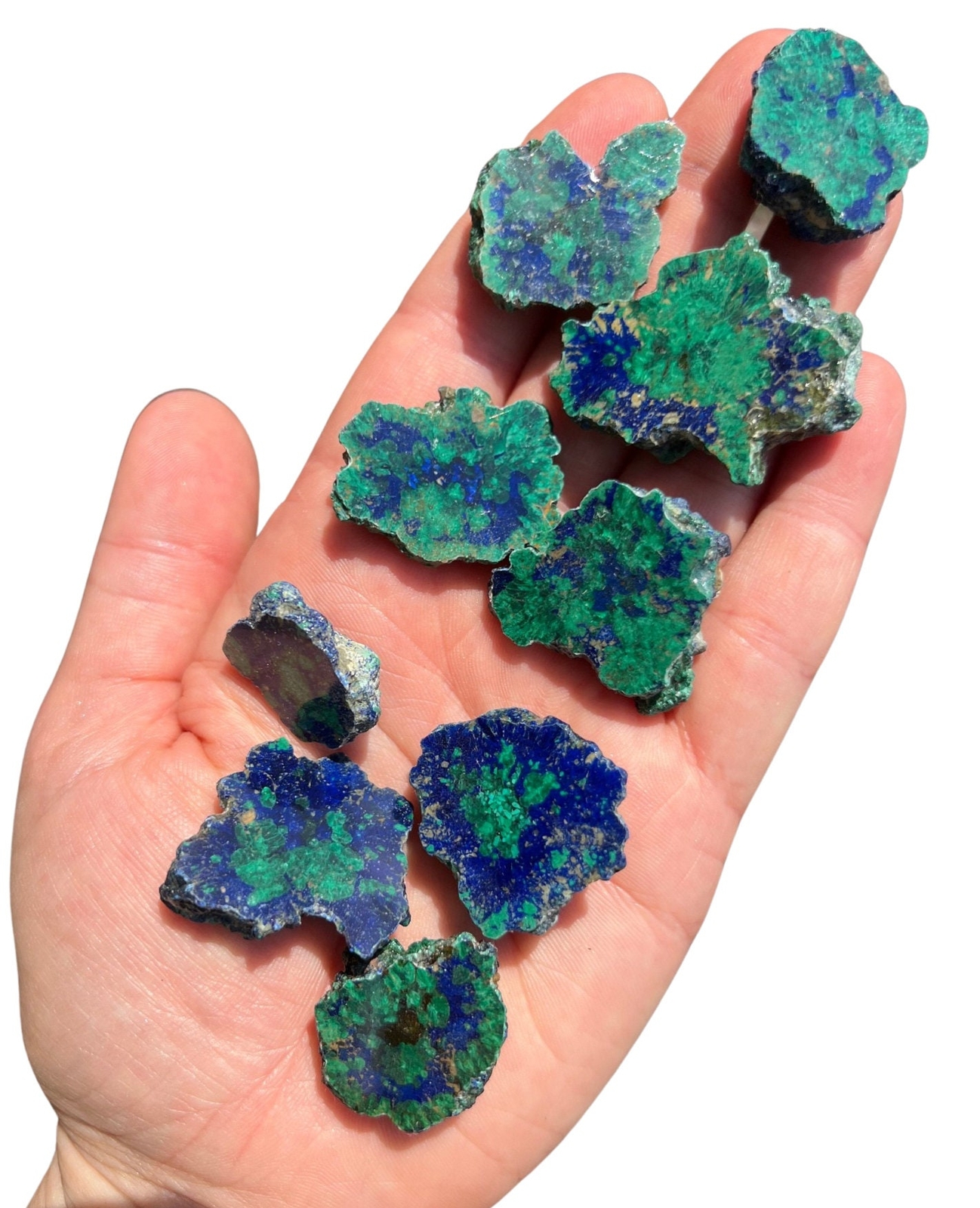 Azurite Malachite Slice Grade AAA Natural Azurite Poteryaevskoe Mine, Siberia