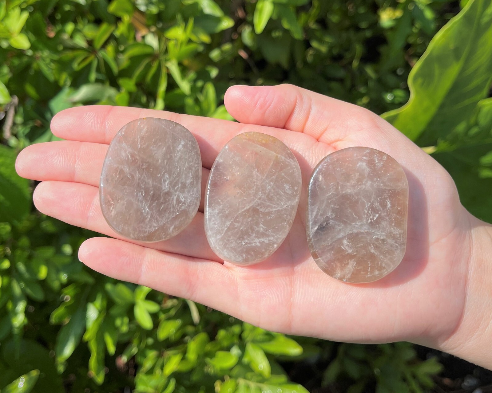 Smoky Quartz Pocket Palm Stone MEDIUM (Smooth Polished Quartz Worry Stone)