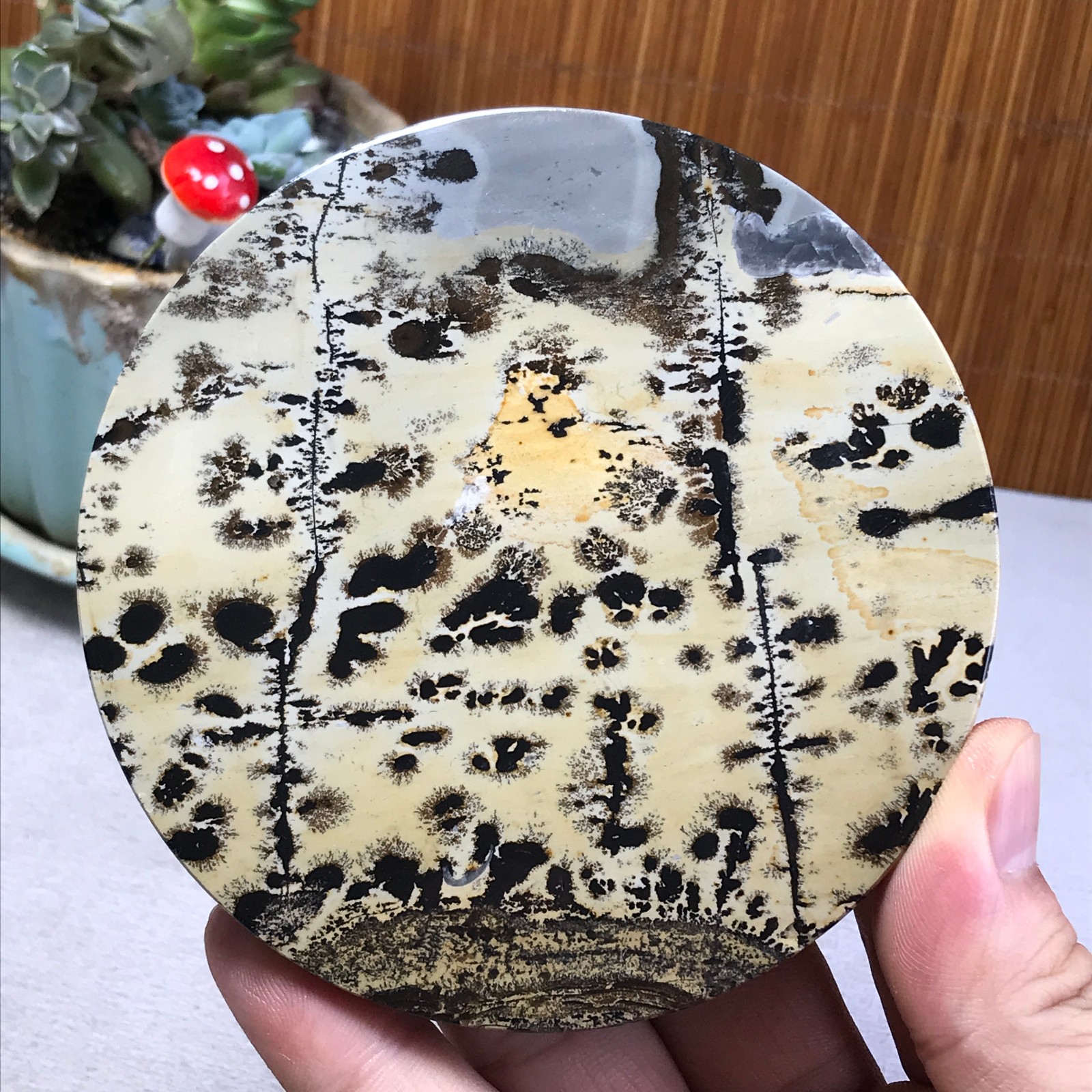 100mm Natural Chinese painting stone crystal ornaments for home decoration A6404