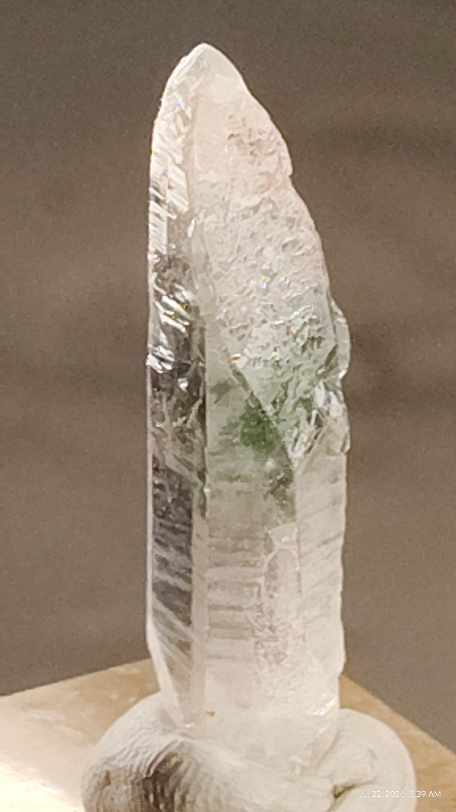 34mmNatural Striated Green Phantom Quartz, Sichuan China–Mossy Epidote Inclusion