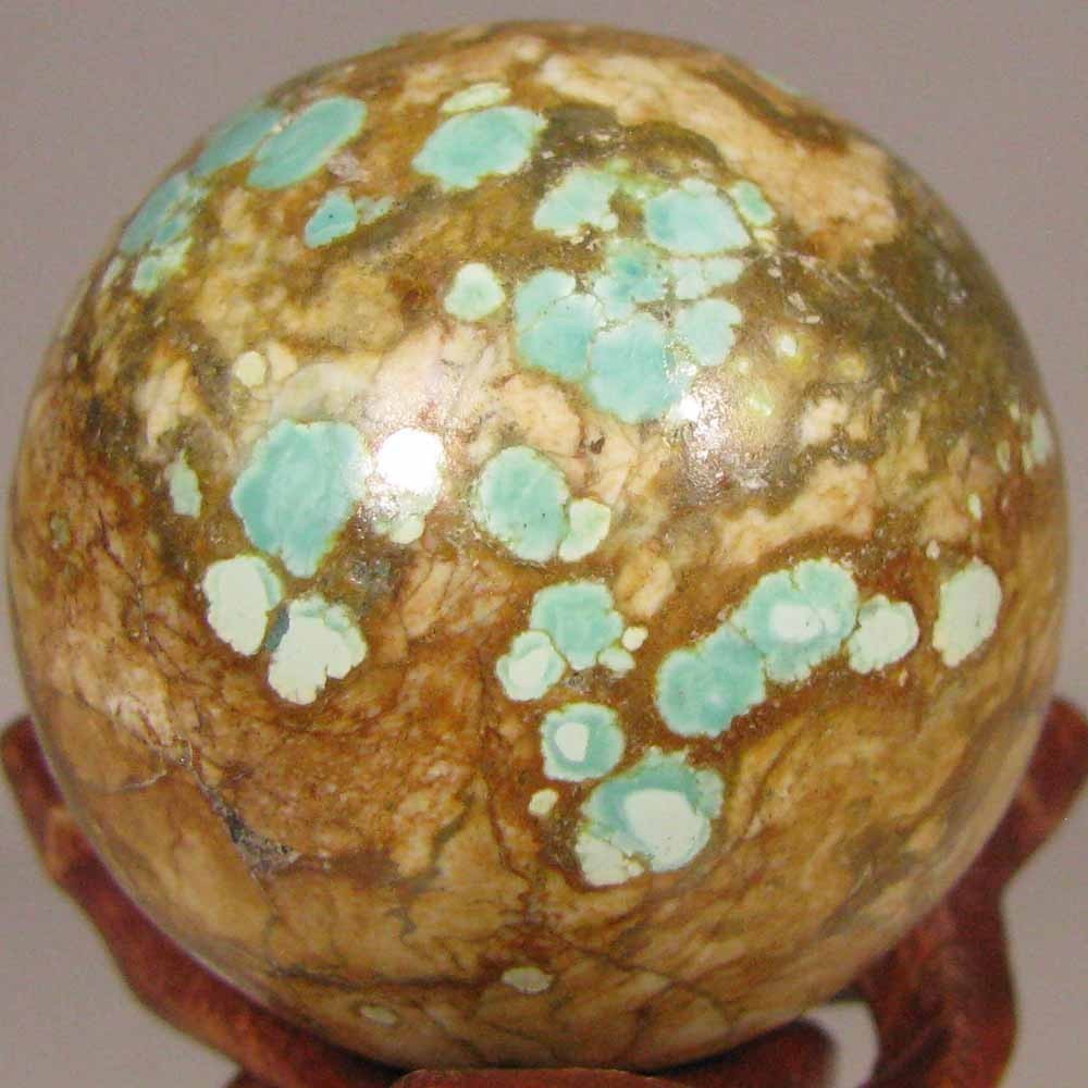 40mm TURQUOISE Gemstone Sphere Ball w/ Stand – Nevada Number 8 Mine