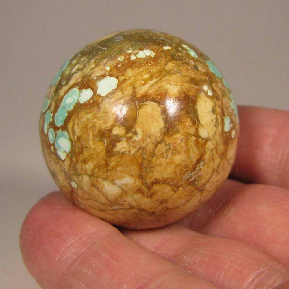 40mm TURQUOISE Gemstone Sphere Ball w/ Stand – Nevada Number 8 Mine