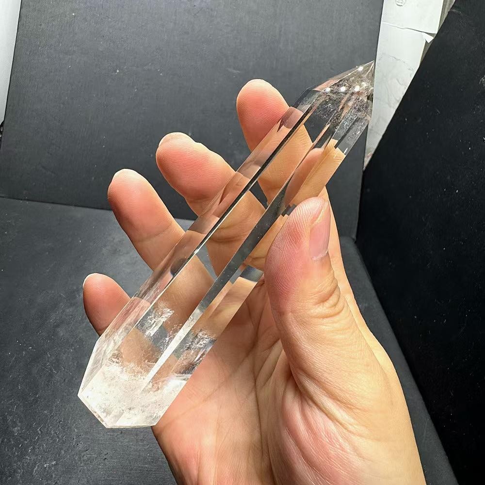 230g Natural White Quartz Obelisk Crystal Energy Tower Reiki Healing+Stand