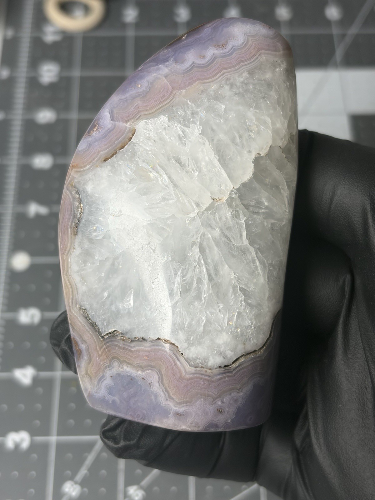 Rare Royal Aztec Lace Agate Free Form Quartz Purple Banding Handmade