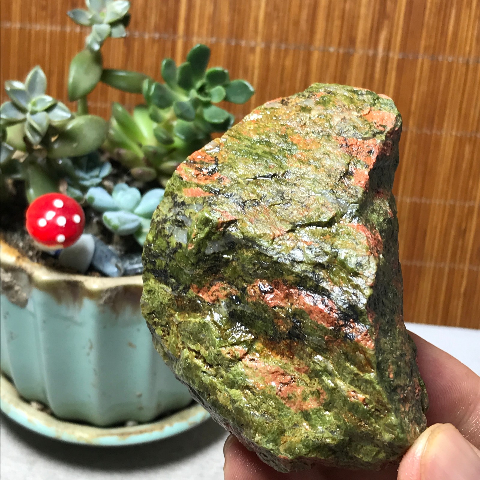 213g Natural Unakite Crystal gemstone Rough Mineral Specimen healing A6356