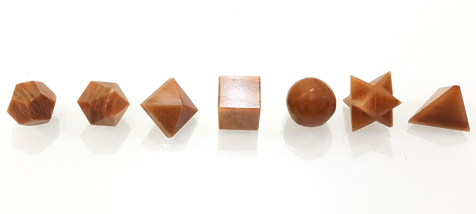 Red Aventurine Healing Sacred Geometry Set of 7 Different Shapes Platonic Solids