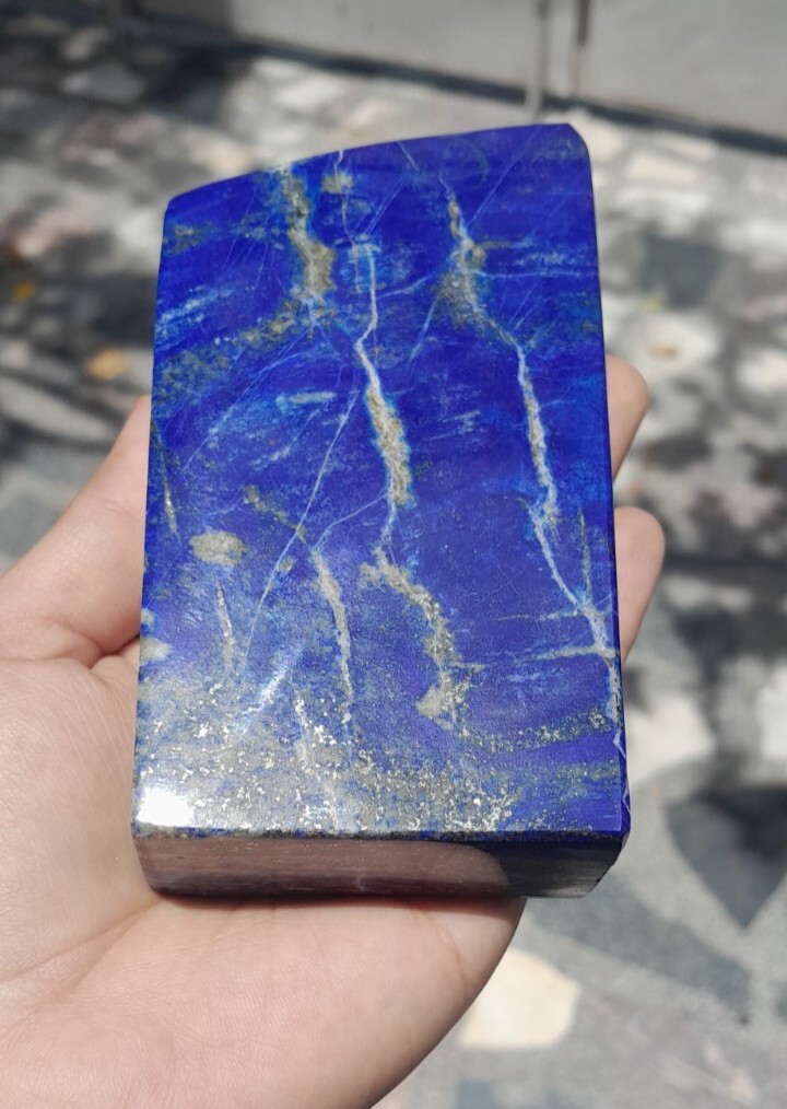 650Grams Lapis Lazuli Freeform Rough Tumbled Polished With Iron Pyrite Inclusion