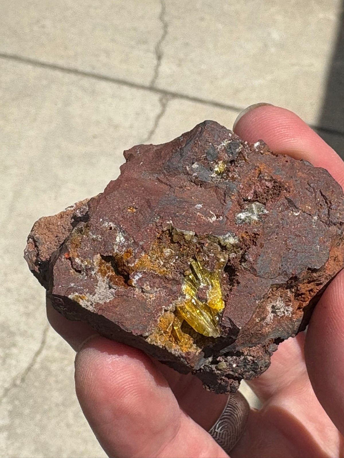 Legrandite crystal spray in matrix, Ojuela mine, Mapimi, Durango, Mexico