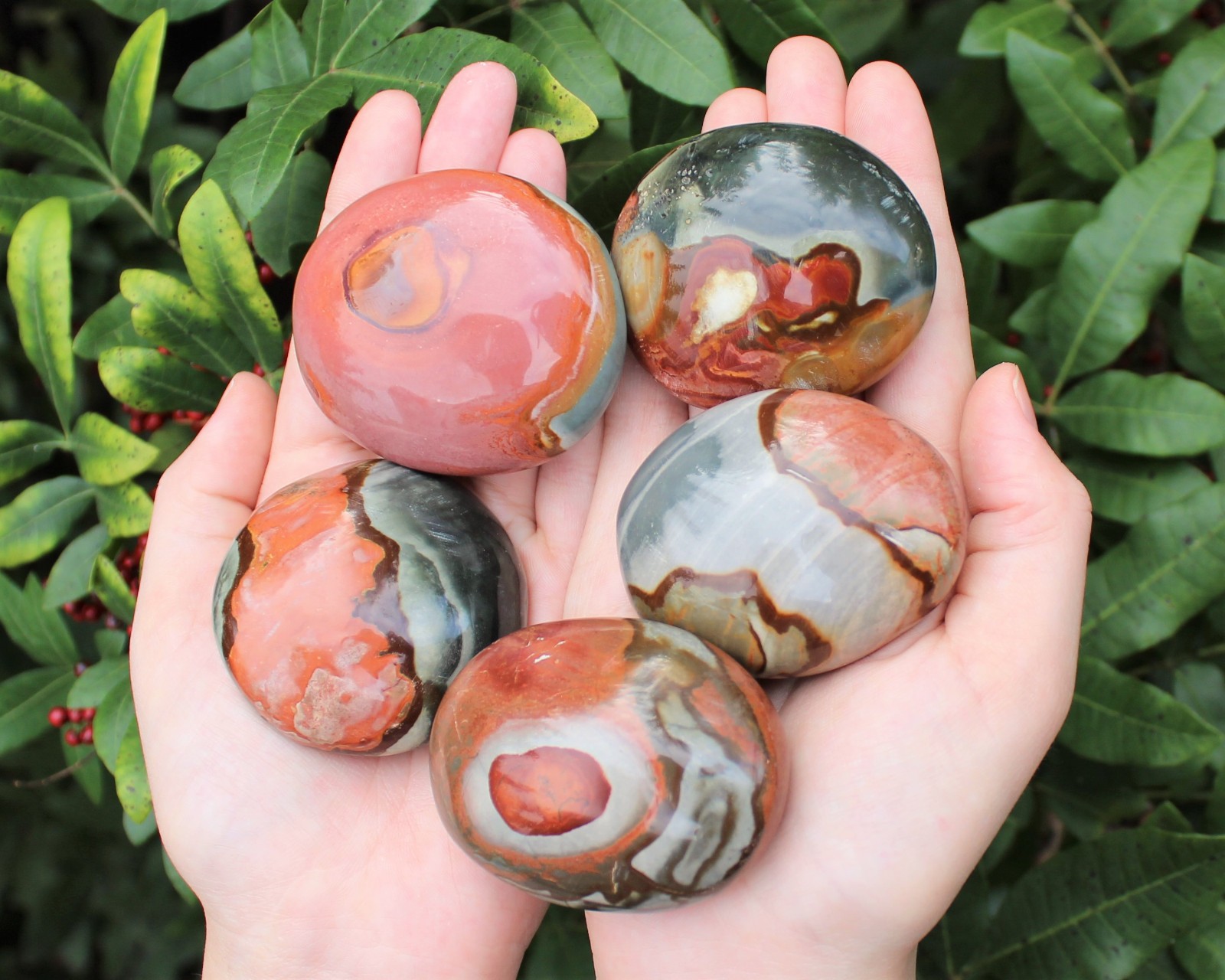 Polychrome Jasper Palm Stone Crystals Wholesale Bulk Lot (Natural Desert Jasper)