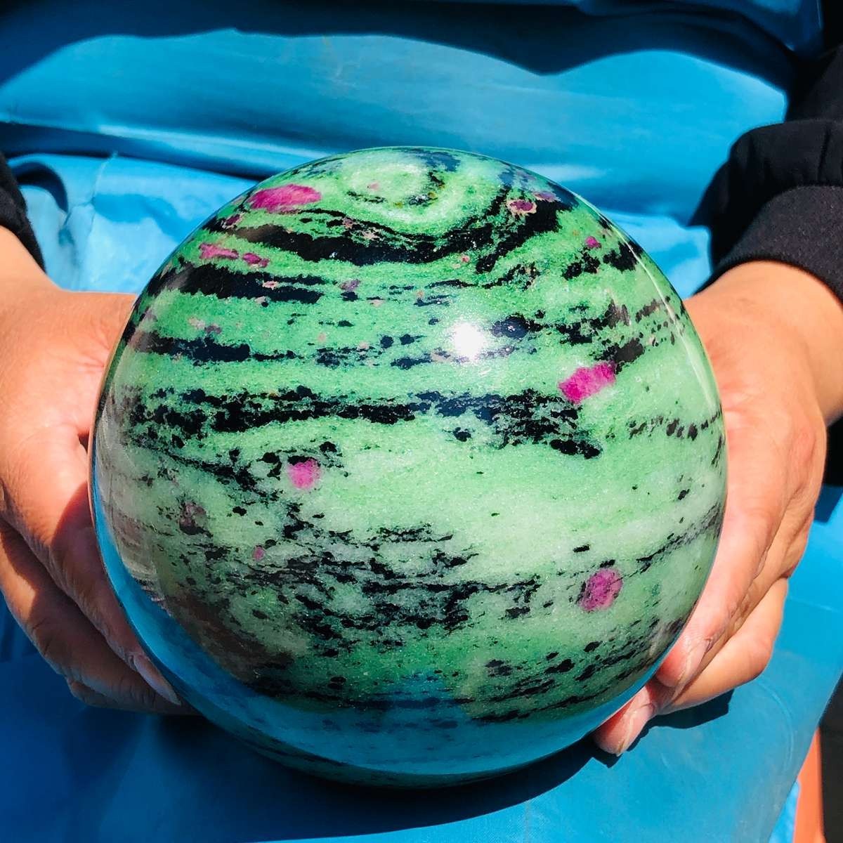 8.77 LB Large Natural Ruby Zoisite Sphere Crystal Healing Stone Specimen 5151