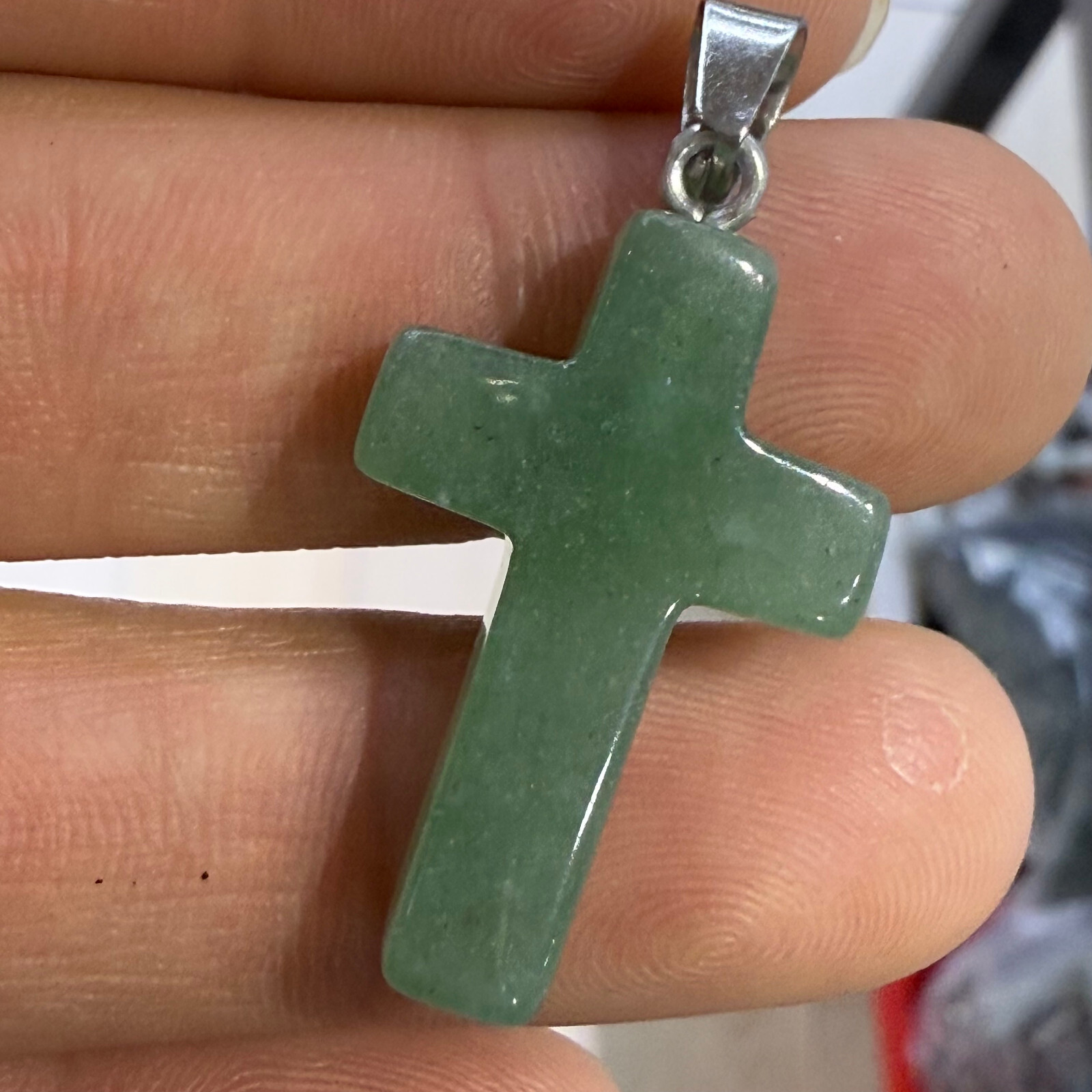 5pc Natural Green East Mausoleum cross Reiki Healing pendant