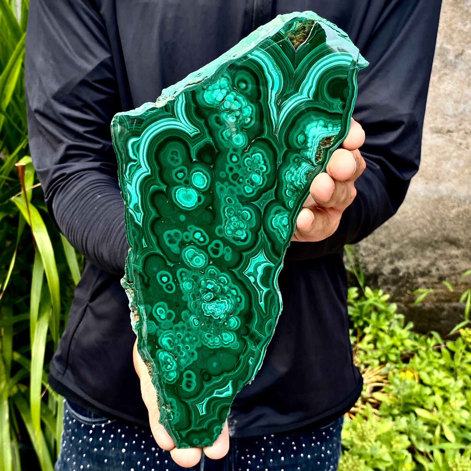 2.71LB Natural Green Malachite Crystal Flaky Pattern Ore Specimen Quartz Healing