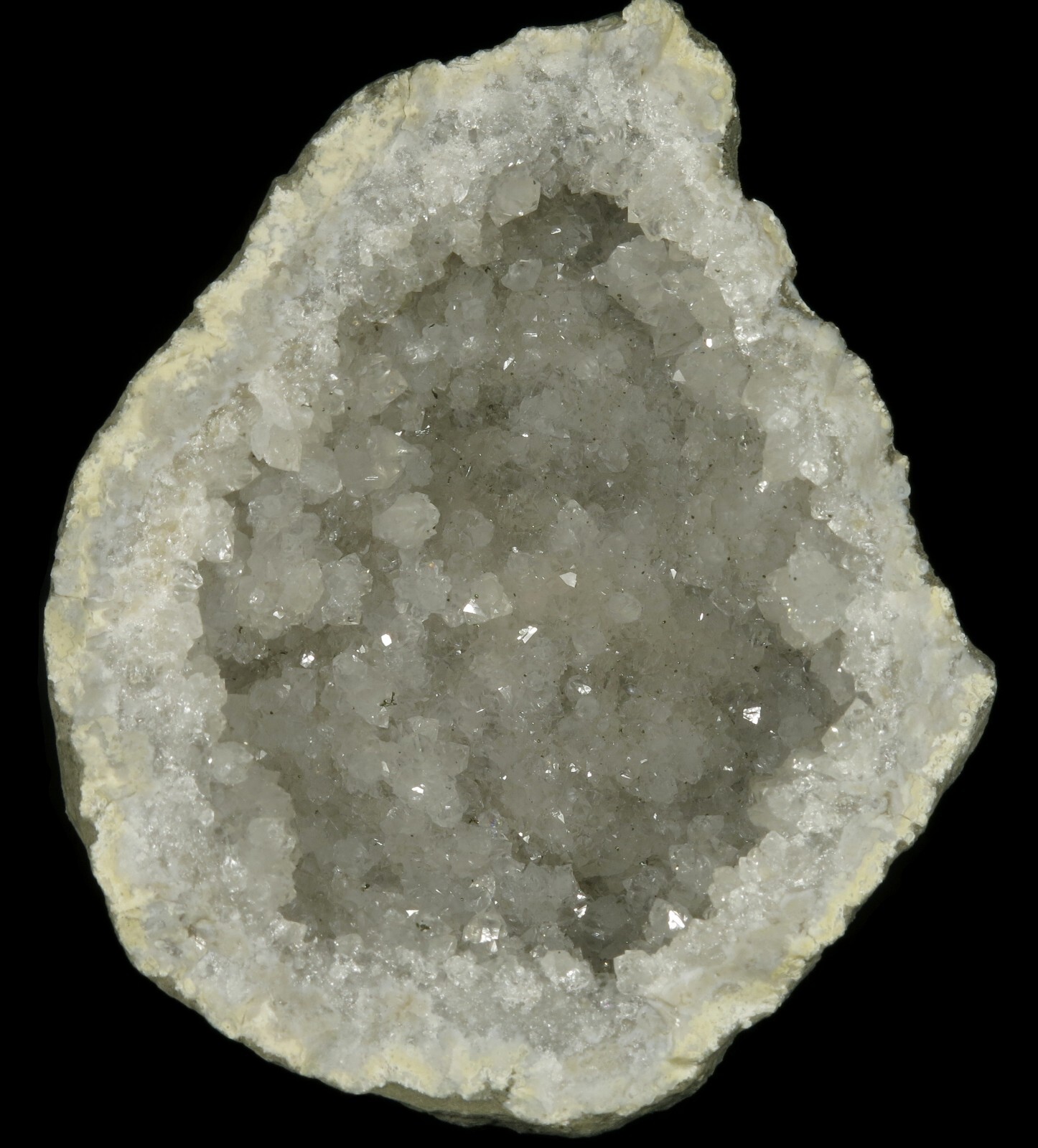 Undamaged 1-1/4″ Barrel Calcite crystal on Quartz 3-3/4″ Keokuk Geode !!!