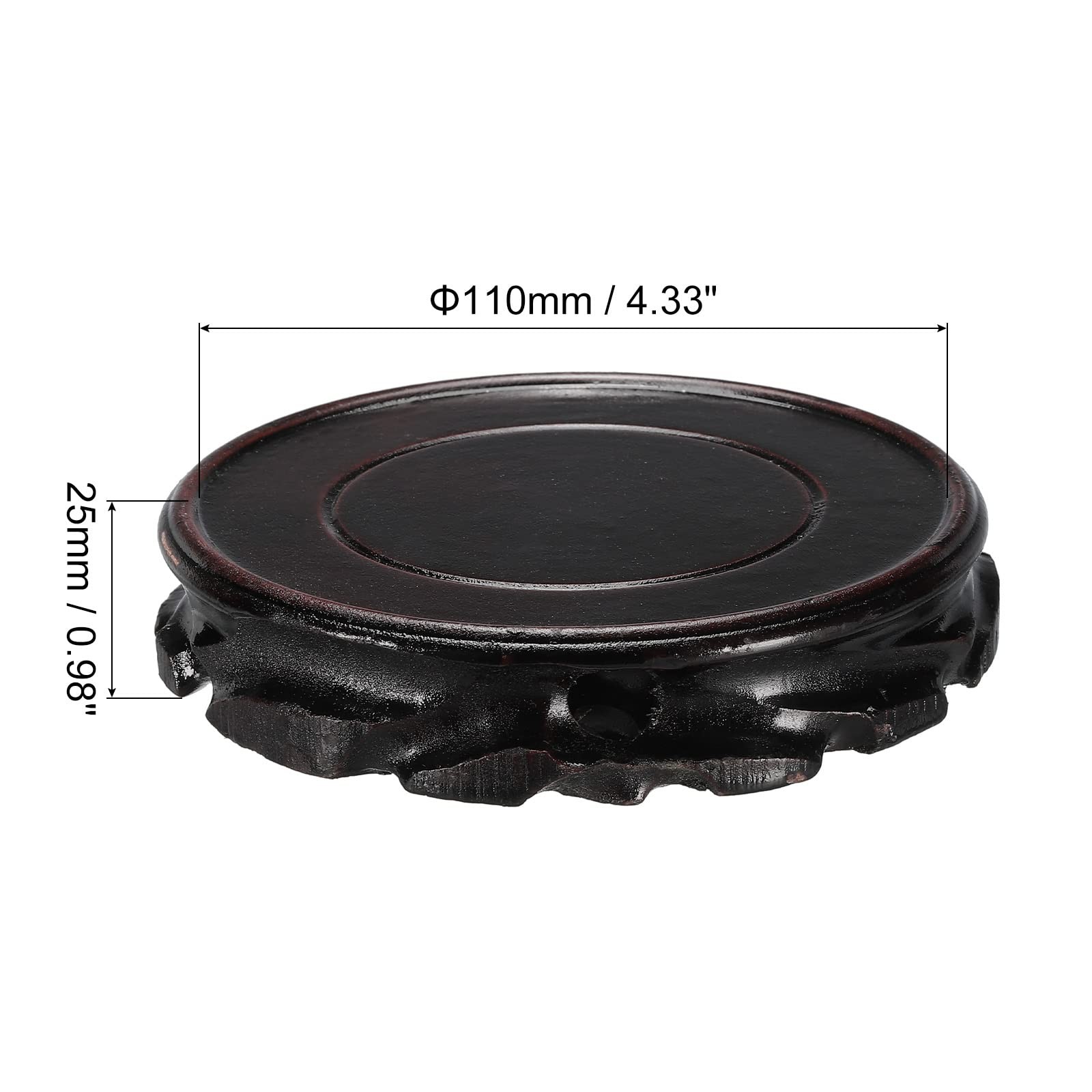 Wooden Stand Holder Display Base Black 110mm Diameter for Vase Bonsai Base