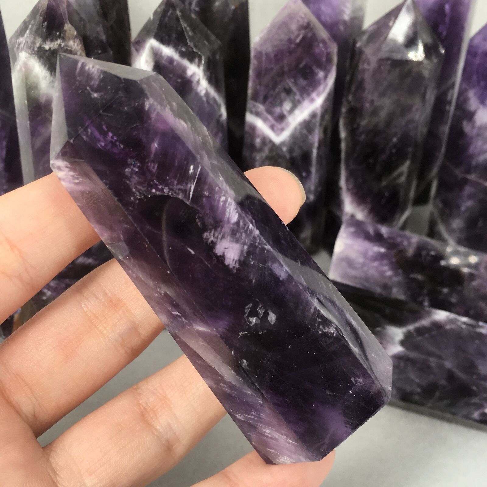 A+ Natural Dreamy Amethyst Quartz Obelisk quartz crystal wand Point healing 1PC